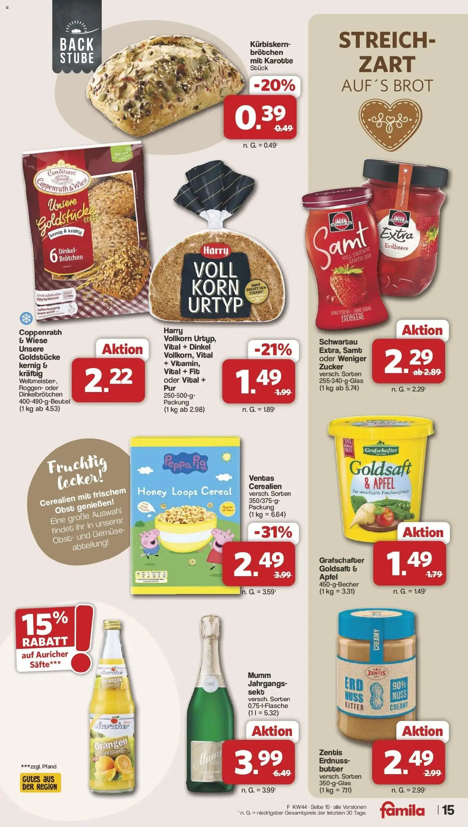 Vorschau von dem Prospekt des Geschäftes Famila Nordwest, gültig ab dem 26.10.2026 - Butter, Äpfel, Gemüse, Brot, Obst, Zucker, Karotte, Orangen