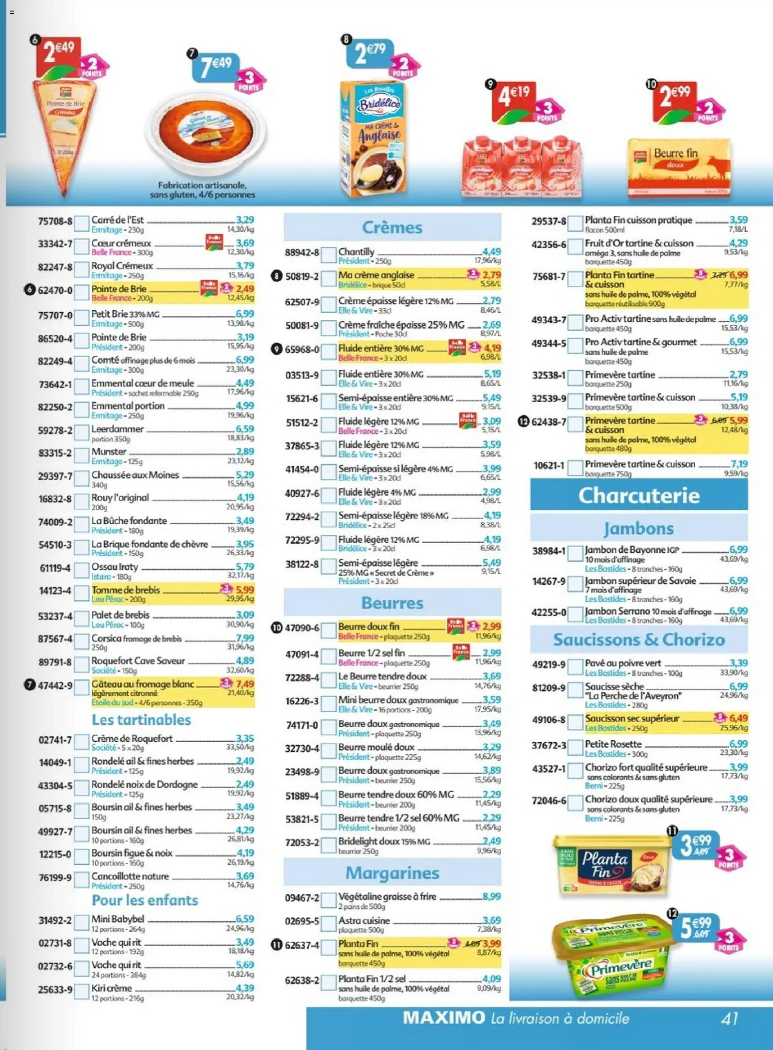 Prévisualisation de Maximo catalogue epicerie du magasin Maximo formulaire valide 26/10/2026 - Gâteau, Chantilly, Crème fraiche, Fromage blanc, Brie, Emmental, Boursin, Fromage de brebis