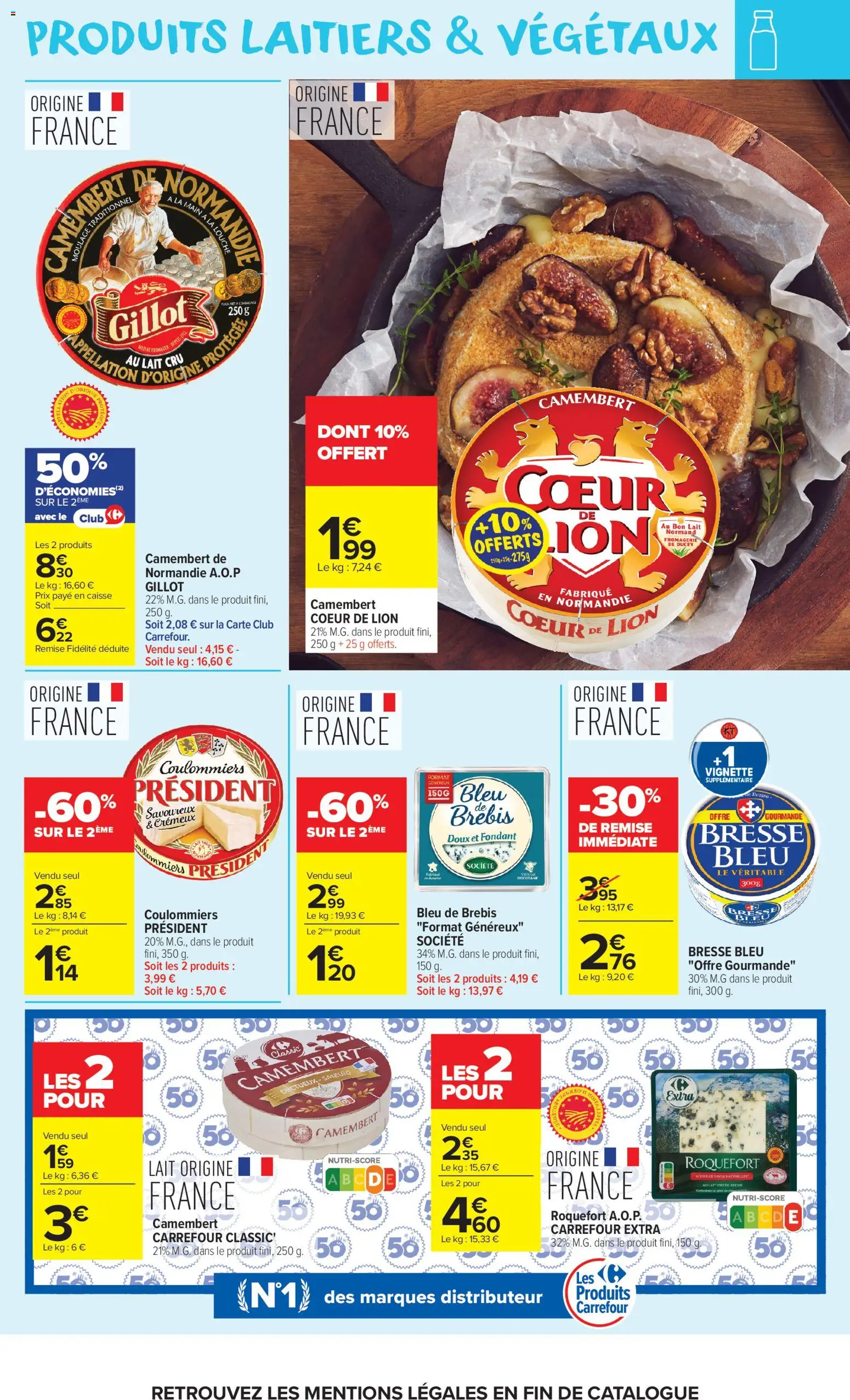 Prévisualisation de Carrefour Market catalogue du magasin Carrefour Market formulaire valide 27/10/2026 - Distributeur, Lait, Camembert, Cœur de Lion, Produits laitiers