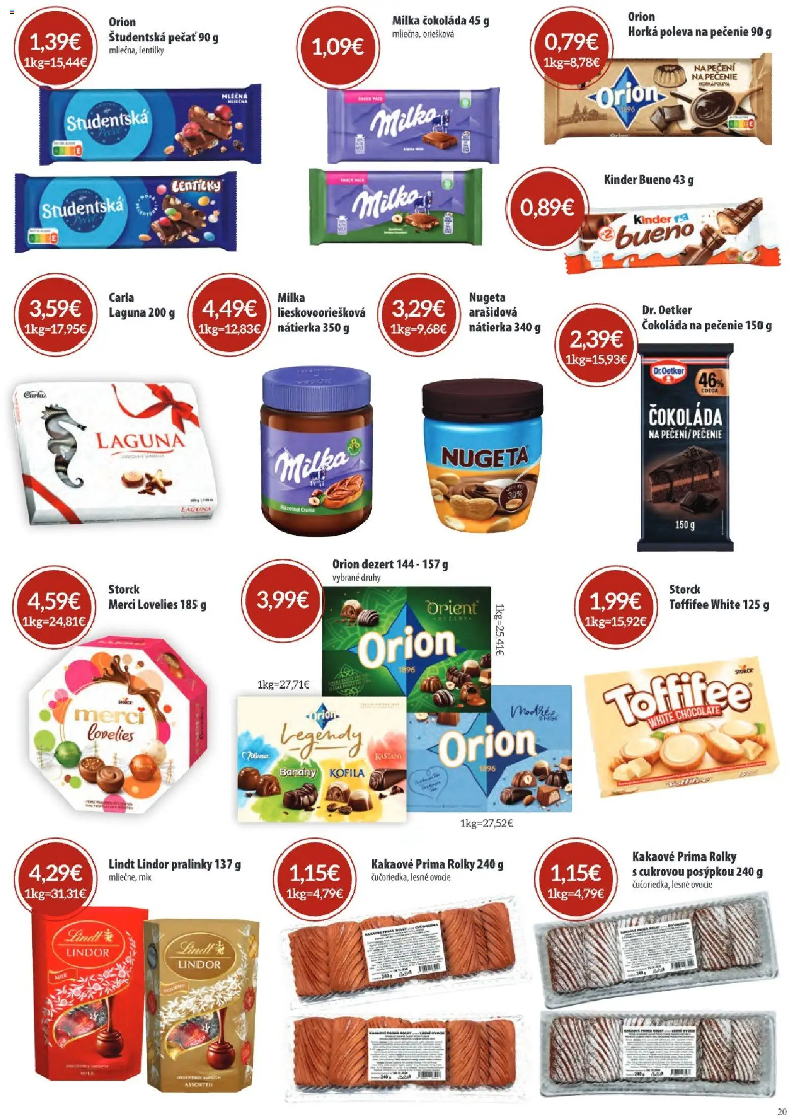 Náhľad KARMEN CBA letáku platného od 01.10.2026 - Kinder, Milka, Dezert, Merci, Toffifee, Lindor, Nátierka, Banány