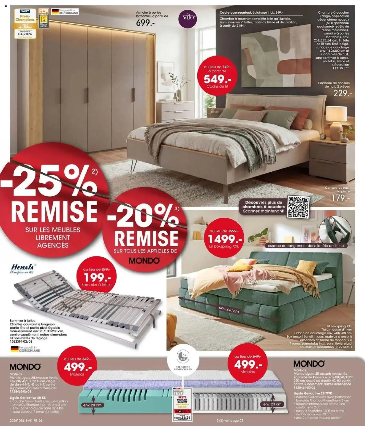 Prévisualisation de Möbel Martin: Offres hebdomadaires du magasin Möbel Martin formulaire valide 16/10/2026 - Tête de lit, Armoire, Décoration, Cadre, Surmatelas, Mousse, Éclairage, Portes