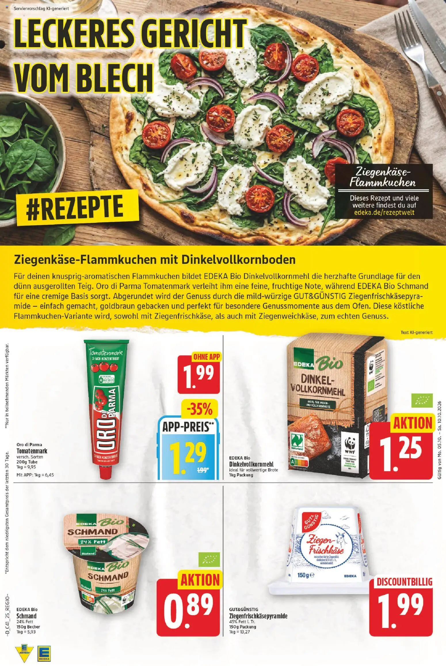 Vorschau von dem Prospekt des Geschäftes E center, gültig ab dem 05.10.2026 - Ziegenkäse, Vollkornmehl, Oro di parma, Frischkase
