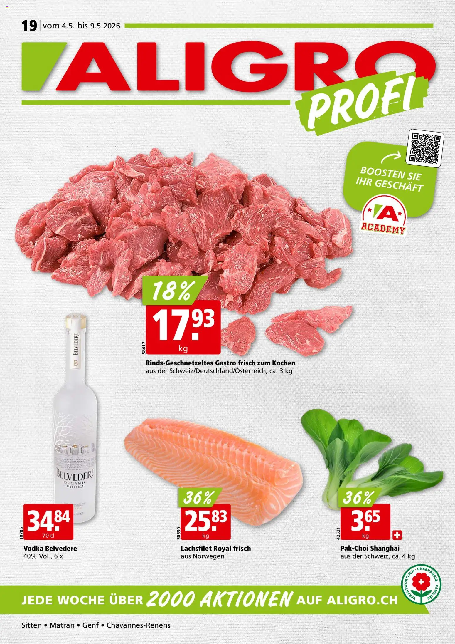 Vorschau des Merkblatts Aligro aktionen Chavannes, Matran, Genf, Sitten vom Shop Aligro gültig von 04.05.2026 bis 09.05.2026