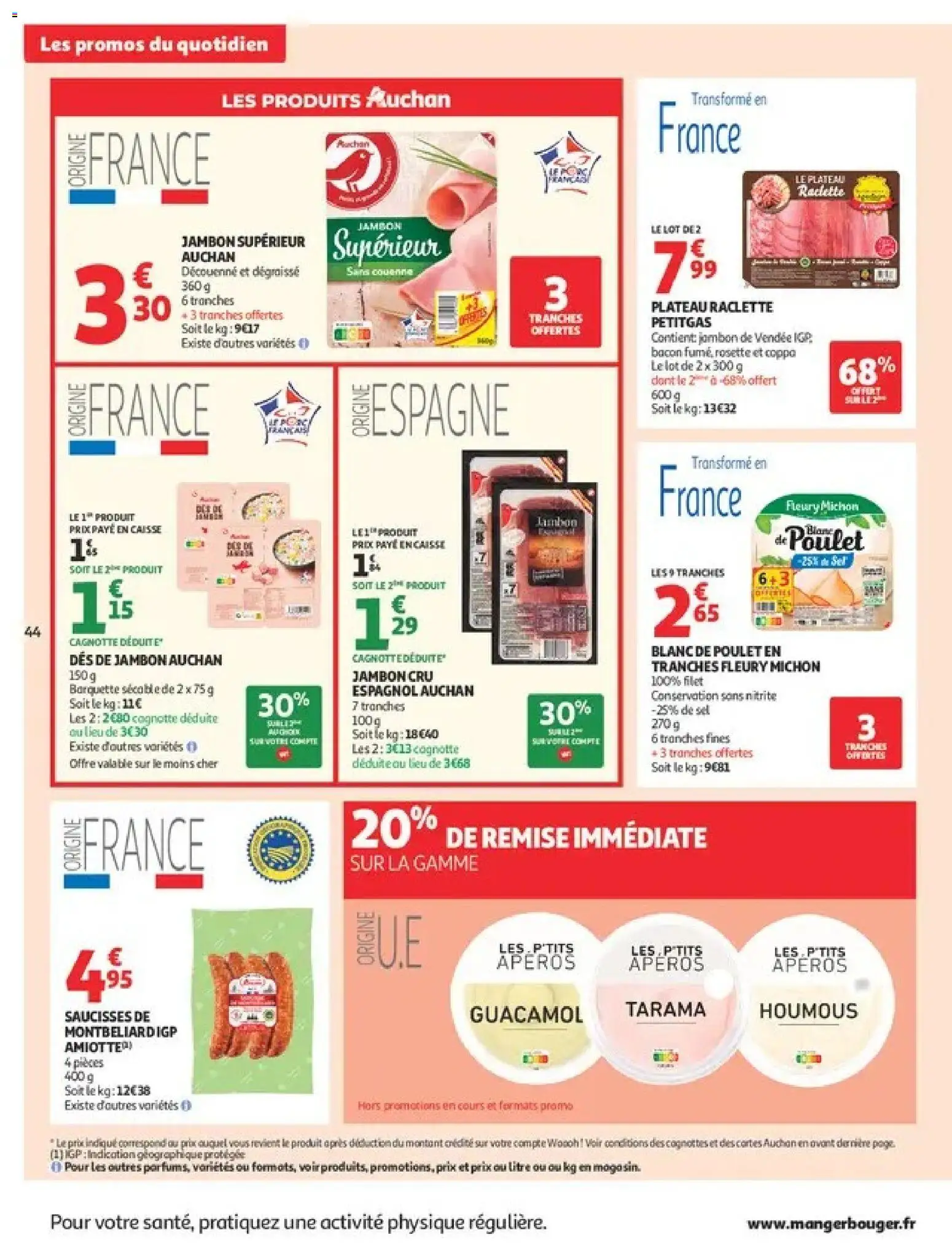Prévisualisation de Auchan Ménage rentrée hypers du magasin Auchan formulaire valide 08/09/2026 - Raclette, Jambon, Saucisses, Tarama, Blanc de poulet, Plateau, Jambon Cru, Dés de jambon