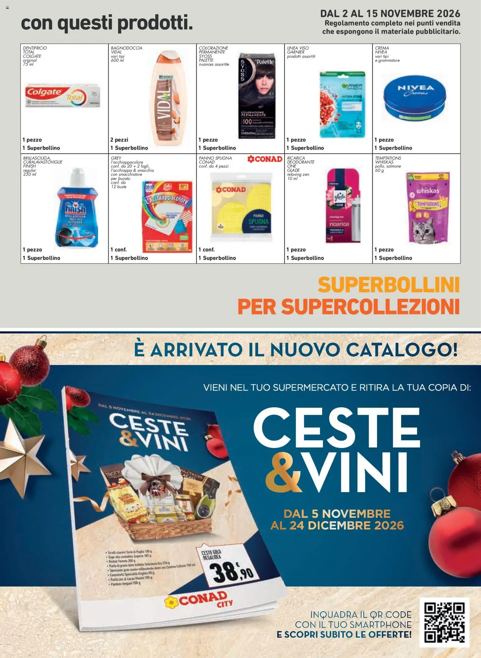 Anteprima dell'opuscolo Conad volantino City Lazio dal negozio Conad valido da 04/11/2026 - Crema, Smartphone, Bagno, Salmone, Doccia, Deodorante, Spugna, Smacchiatore