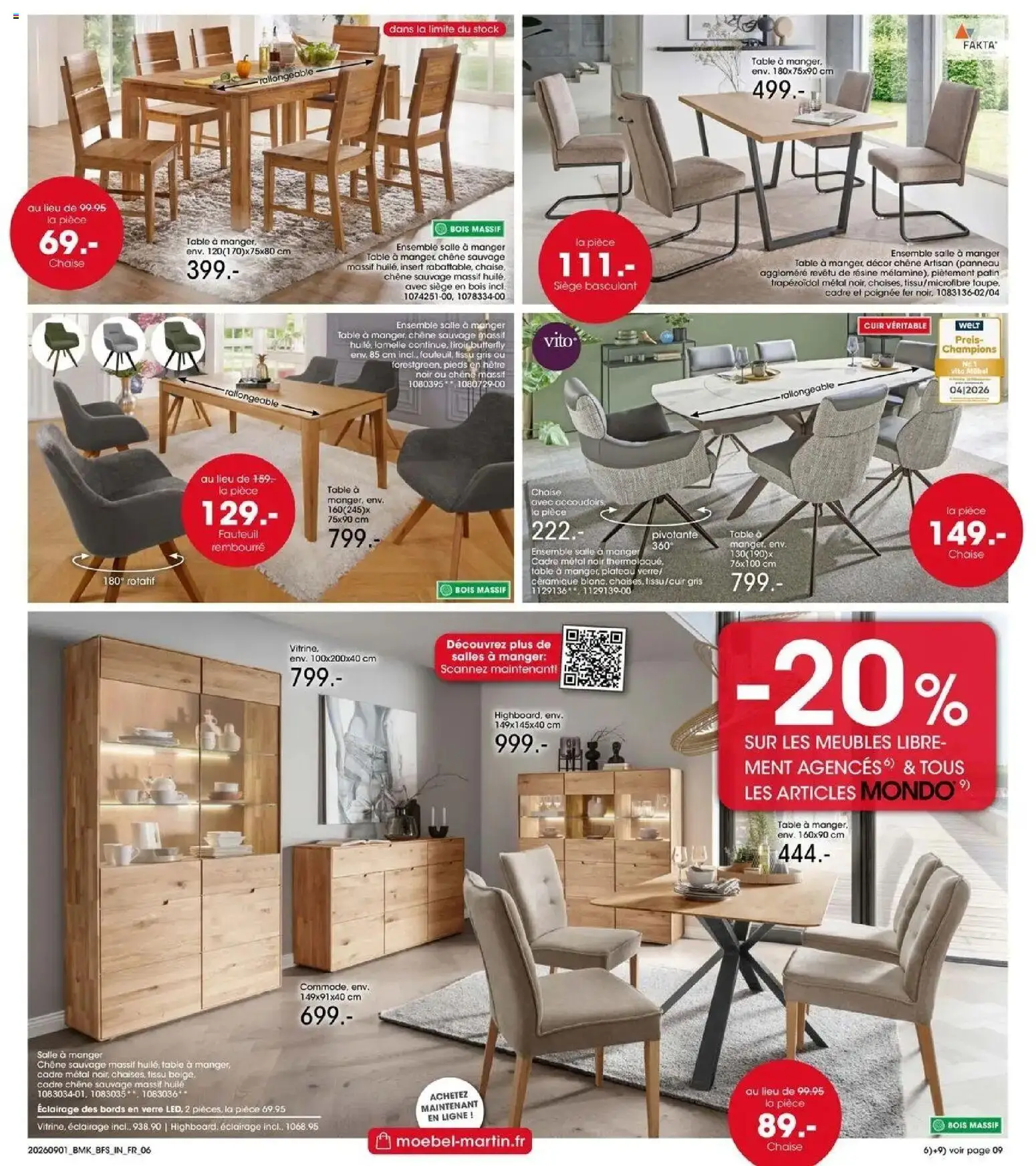 Prévisualisation de Möbel Martin: Offres hebdomadaires du magasin Möbel Martin formulaire valide 01/09/2026 - Fauteuil, Chaise, Table, Cadre, Huile, Plateau, Éclairage