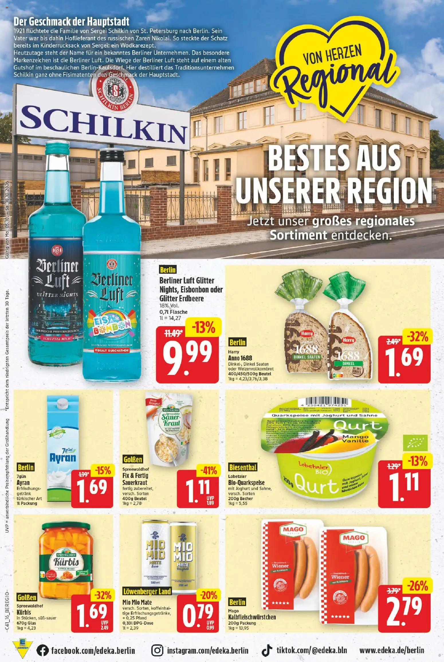 Vorschau von dem Prospekt des Geschäftes E center, gültig ab dem 05.10.2026 - Mango, Kürbis, Berliner, Vanille, Bourbon, Mio mio mate, Kraut, Speisequark