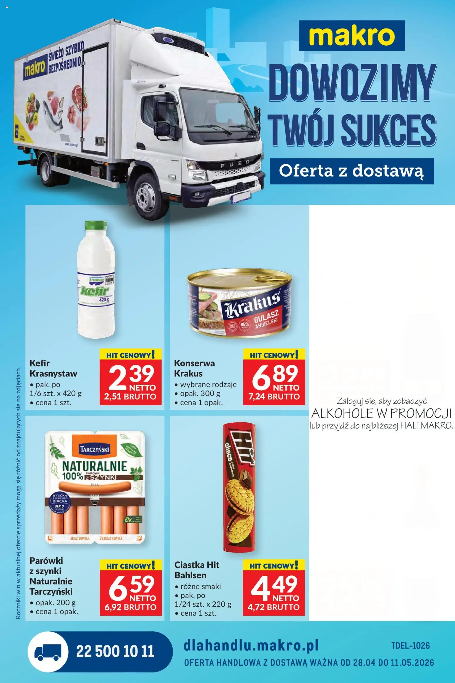 Pogląd gazetki "Makro gazetka - Dystrybucja do sklepów" ze sklepu Makro ważnej od 28.04.2026 - Alkohole, Gulasz, Ciastka, Kefir, Parówki, Gulasz angielski, Parówki z szynki