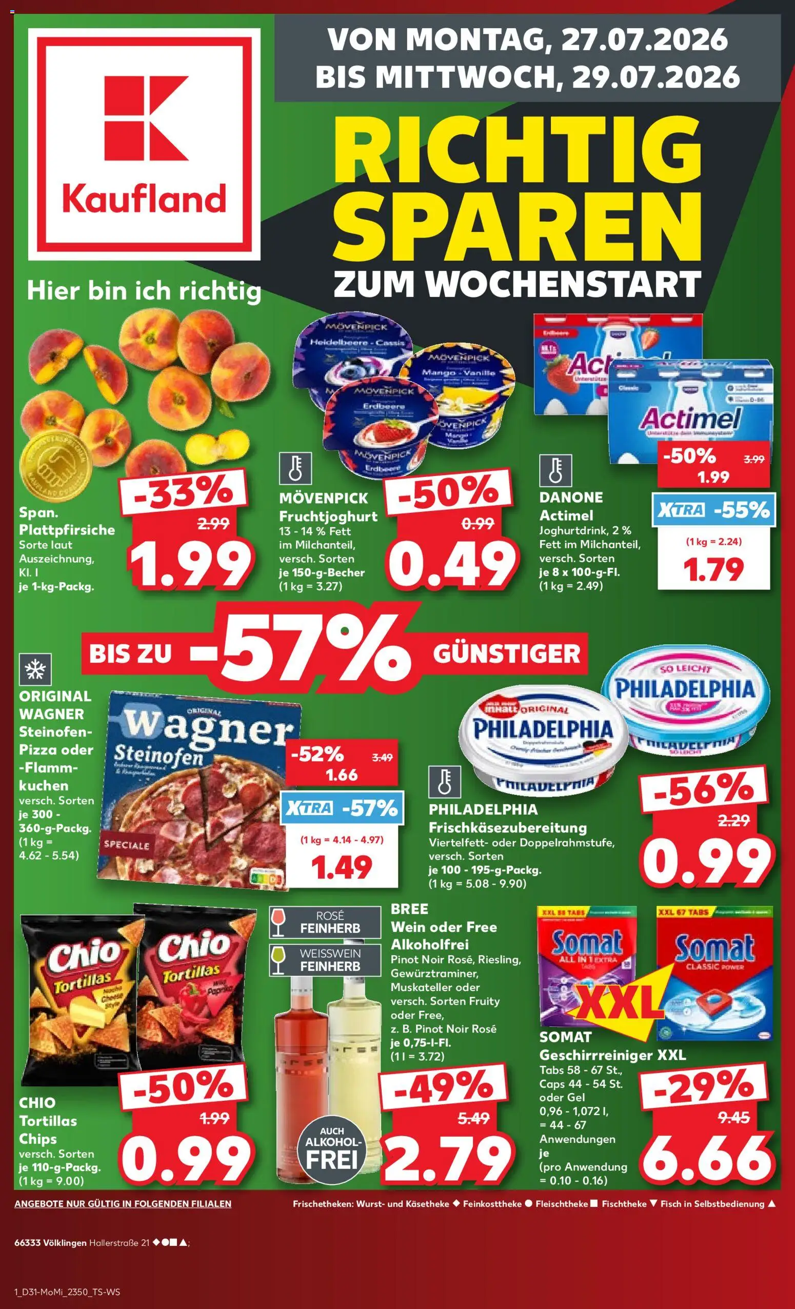 Vorschau von dem Prospekt des Geschäftes Kaufland, gültig ab dem 27.07.2026 - Mango, Fisch, Wurst, Wein, Philadelphia, Tortillas, Alkohol, Bree