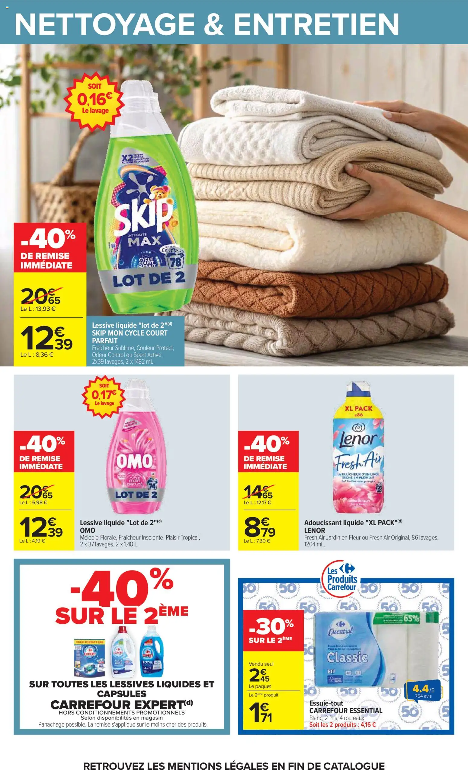 Prévisualisation de Carrefour Vos promos du quotidien du magasin Carrefour formulaire valide 27/10/2026 - Lessive, Capsules, Skip, Adoucissant, Détergent, Lenor, Lessive Liquide, Essuie-tout