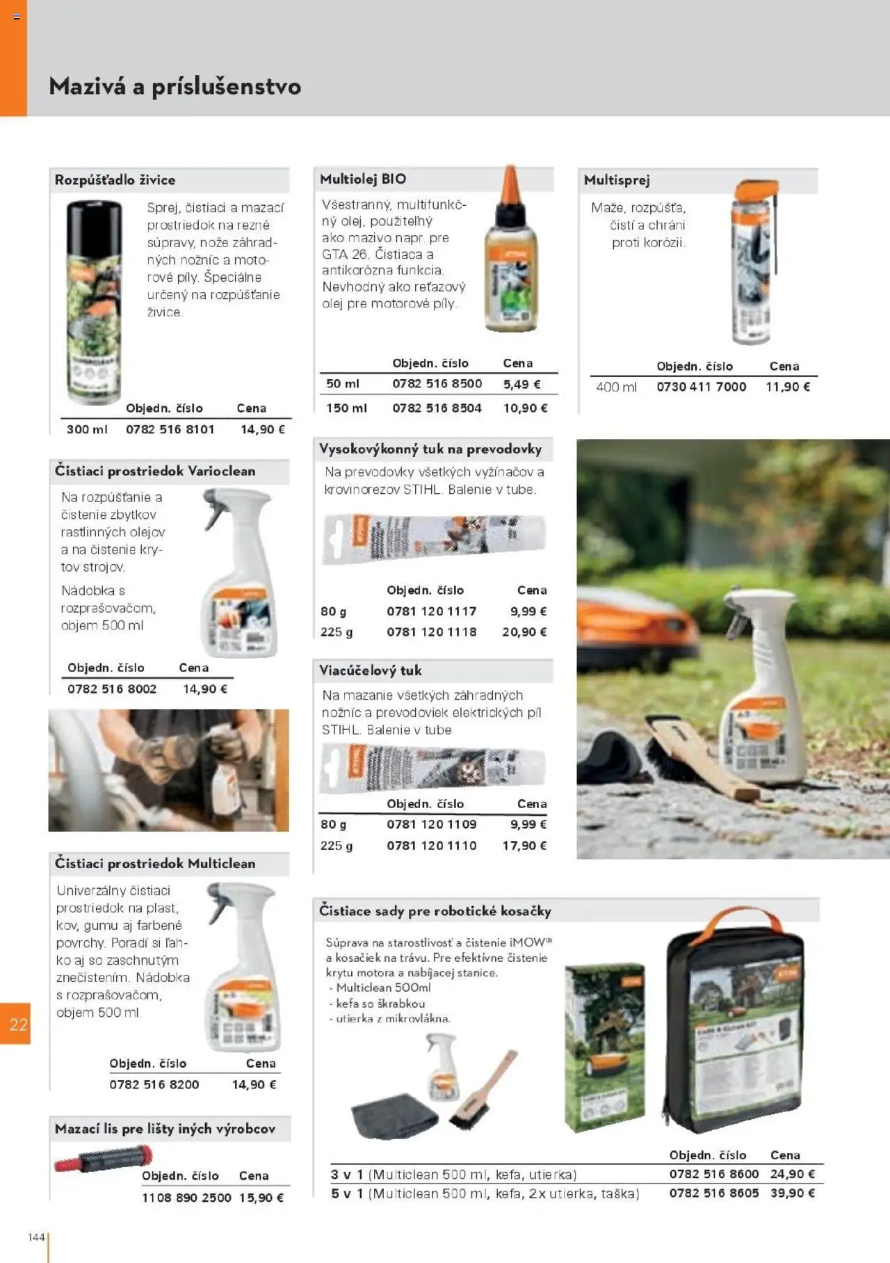 Náhľad STIHL letáku platného od 29.09.2025 - Olej, Taška, Kosačky, Lis, Kefa, Čistiaci prostriedok