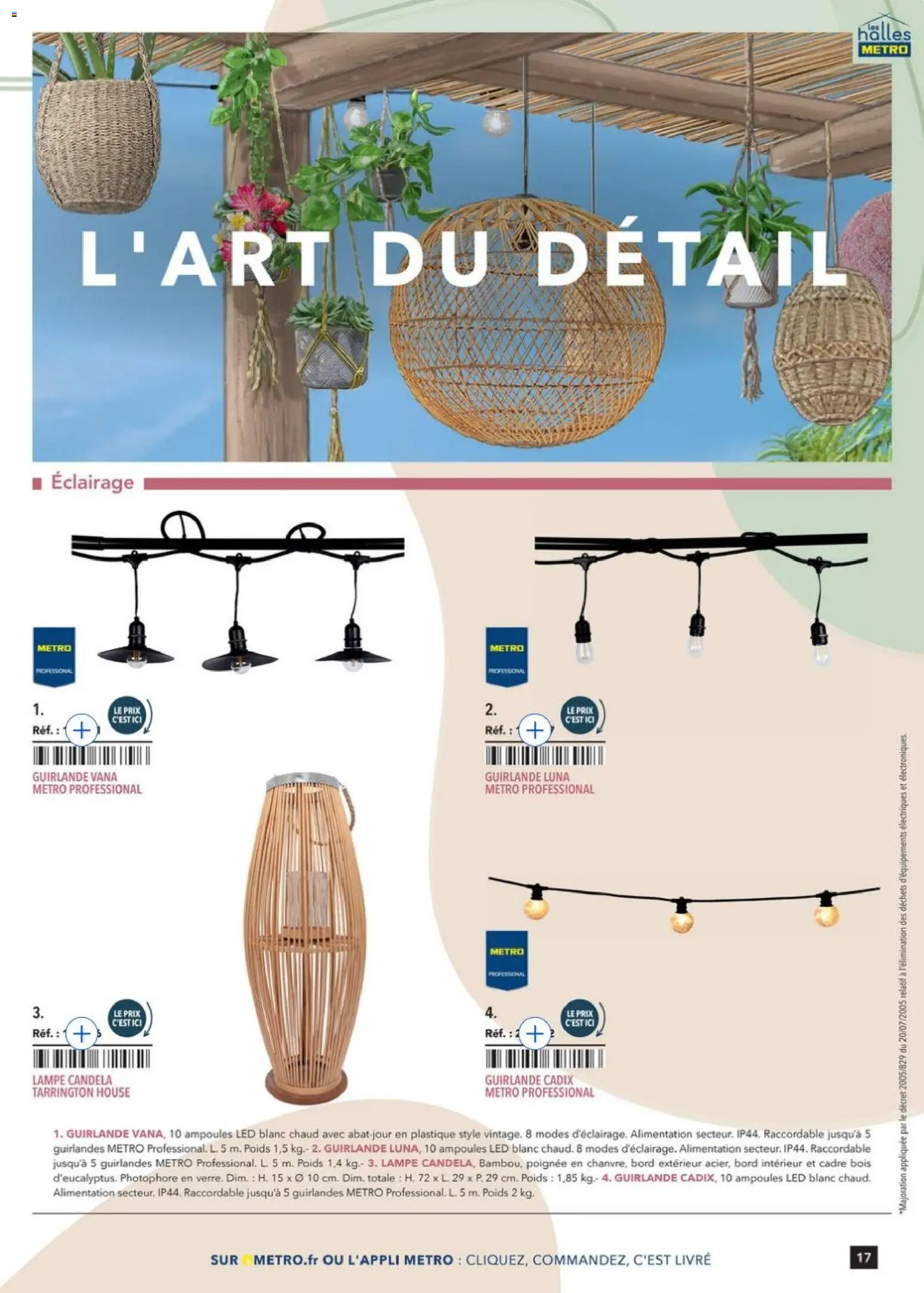 Prévisualisation de Terrasse&salle Collection 2026 du magasin METRO formulaire valide 09/01/2026 - Alimentation, Livre, Lampe, Ampoules, Cadre, Poids, Éclairage