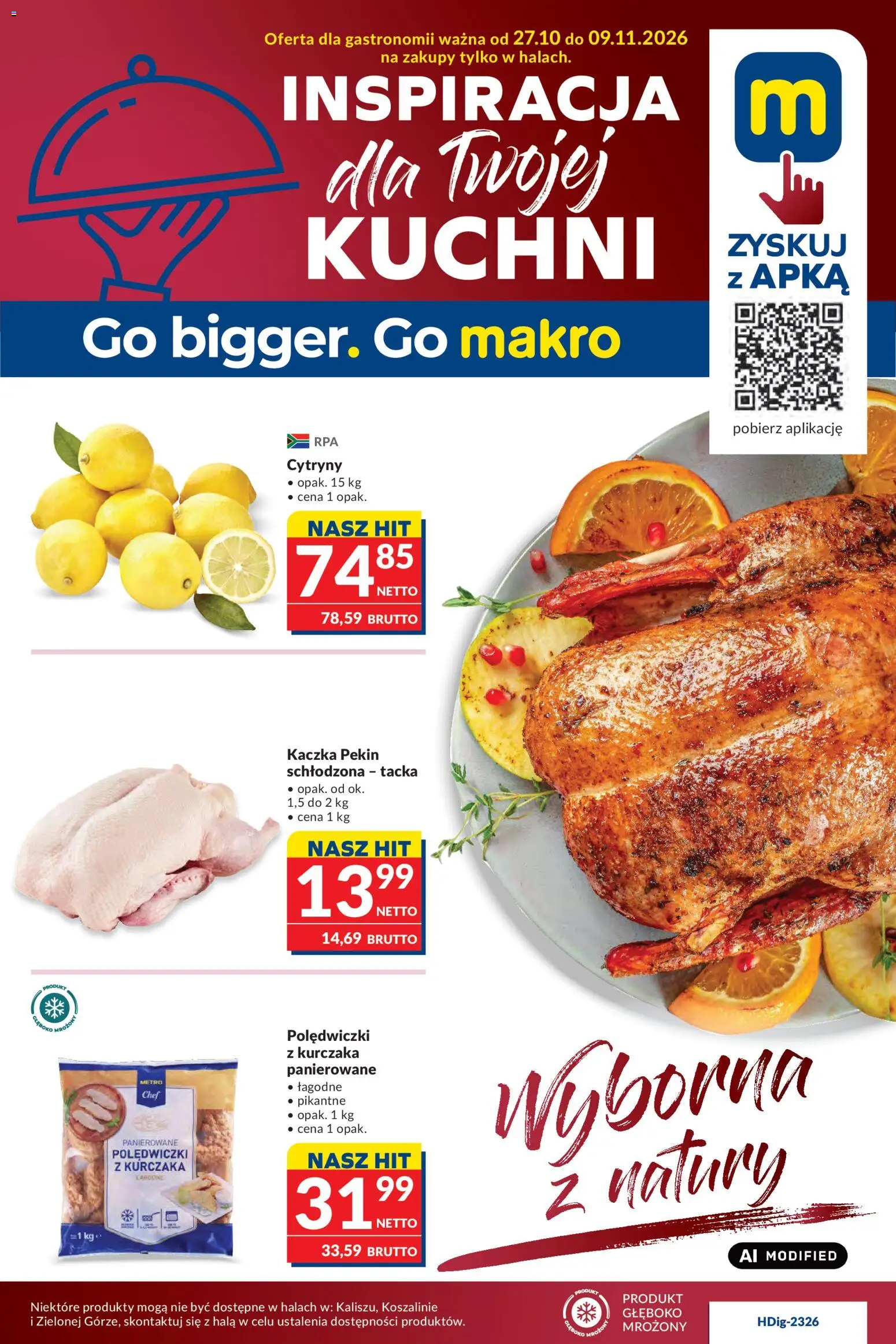 Pogląd gazetki "Makro gazetka - Oferta dla Gastronomii" ze sklepu Makro ważnej od 27.10.2026 - Kaczka, Cytryny, Polędwiczki z kurczaka, Polędwiczki