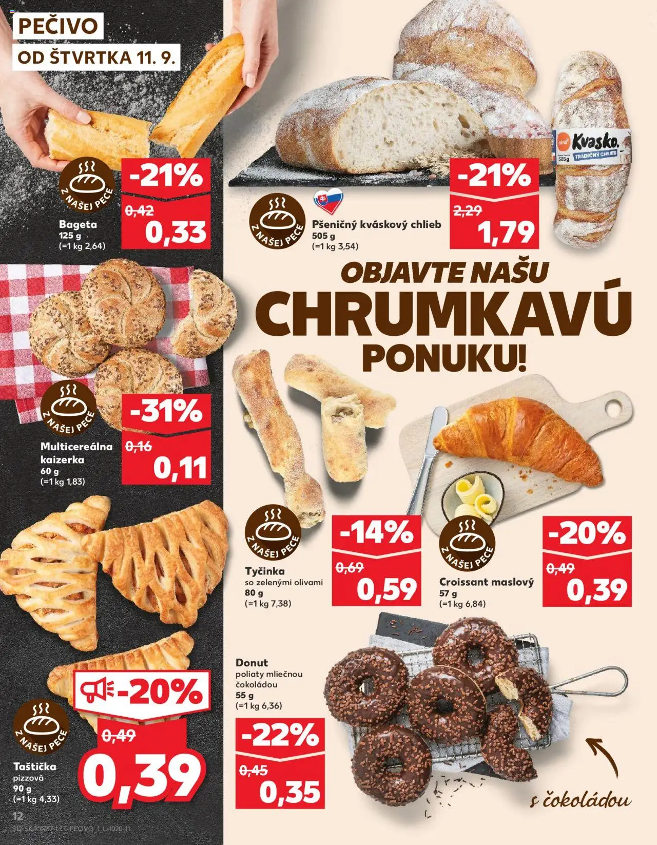 Náhľad Kaufland letáku platného od 11.09.2025 - Pizza, Croissant, Chlieb, Donut