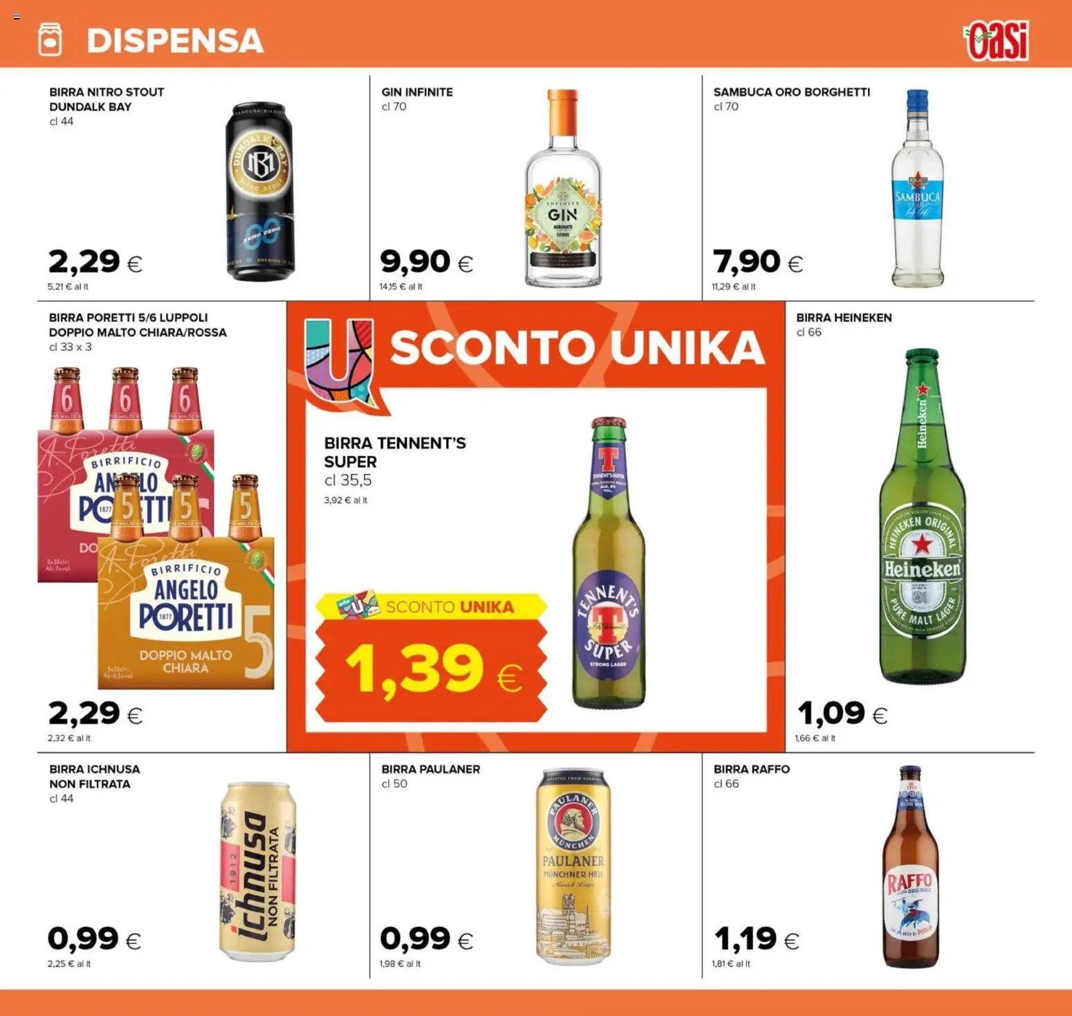 Anteprima dell'opuscolo Oasi volantino Roma dal negozio Oasi valido da 04/09/2026 - Birra, Gin, Heineken, Tennent's, Birra Raffo, Birra Ichnusa, Birra Heineken