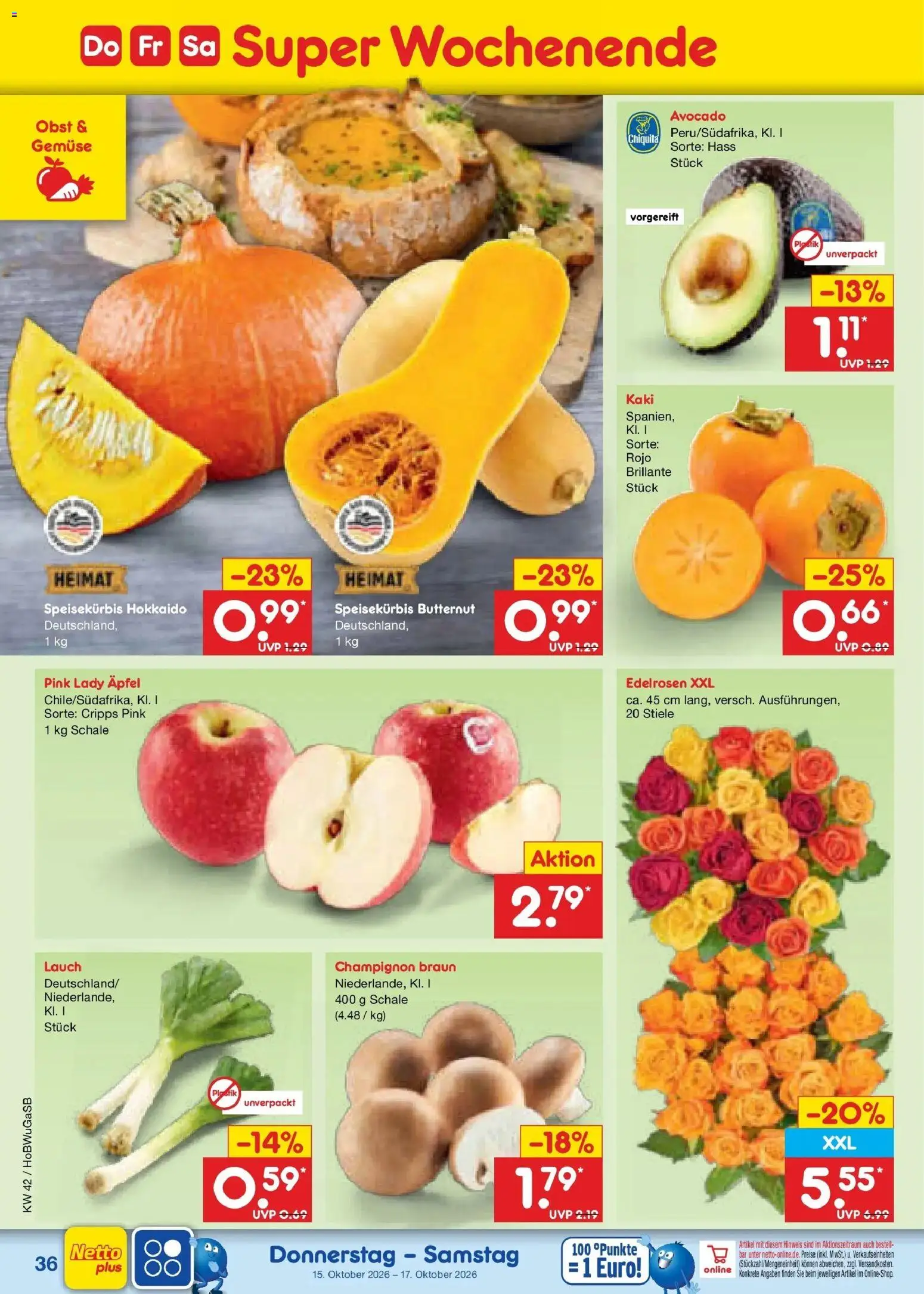 Vorschau von dem Prospekt des Geschäftes Netto Marken-Discount, gültig ab dem 12.10.2026 - Äpfel, Avocado, Gemüse, Obst, Lauch