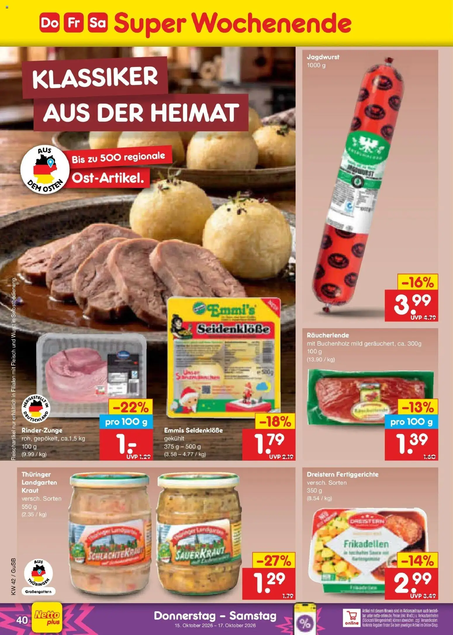 Vorschau von dem Prospekt des Geschäftes Netto Marken-Discount, gültig ab dem 12.10.2026 - Wurst, Fleisch, Fertiggerichte, Kraut