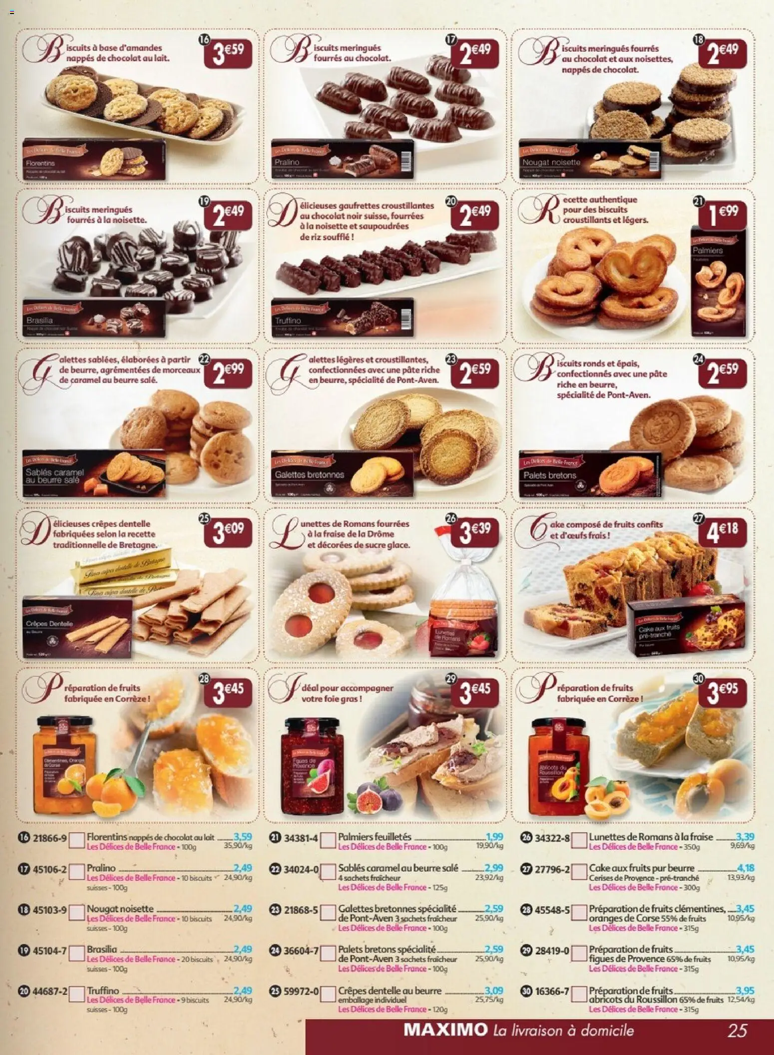 Prévisualisation de Maximo catalogue epicerie du magasin Maximo formulaire valide 24/08/2026 - Oranges, Fruits, Meringues, Cake, Biscuits, Nougat, Abricots, Gaufrettes