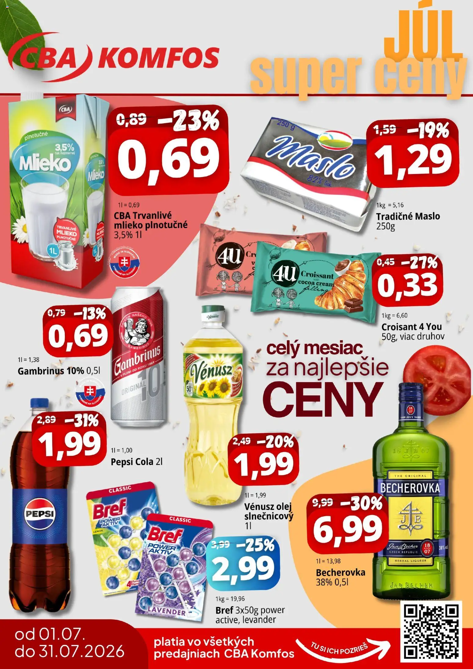 Náhľad CBA Komfos letáku platného od 01.07.2026