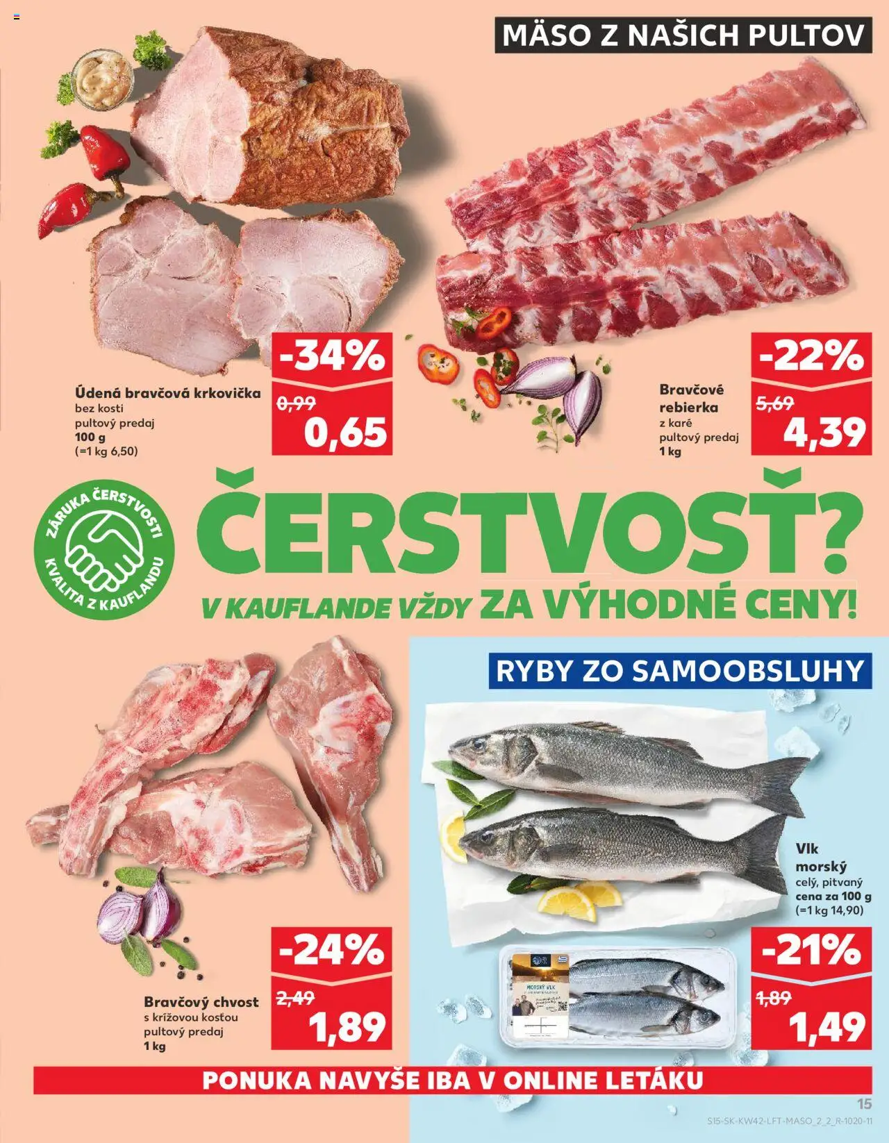 Náhľad Kaufland letáku platného od 16.10.2025 - Mäso, Ryby, Krkovička, Bravčová krkovička
