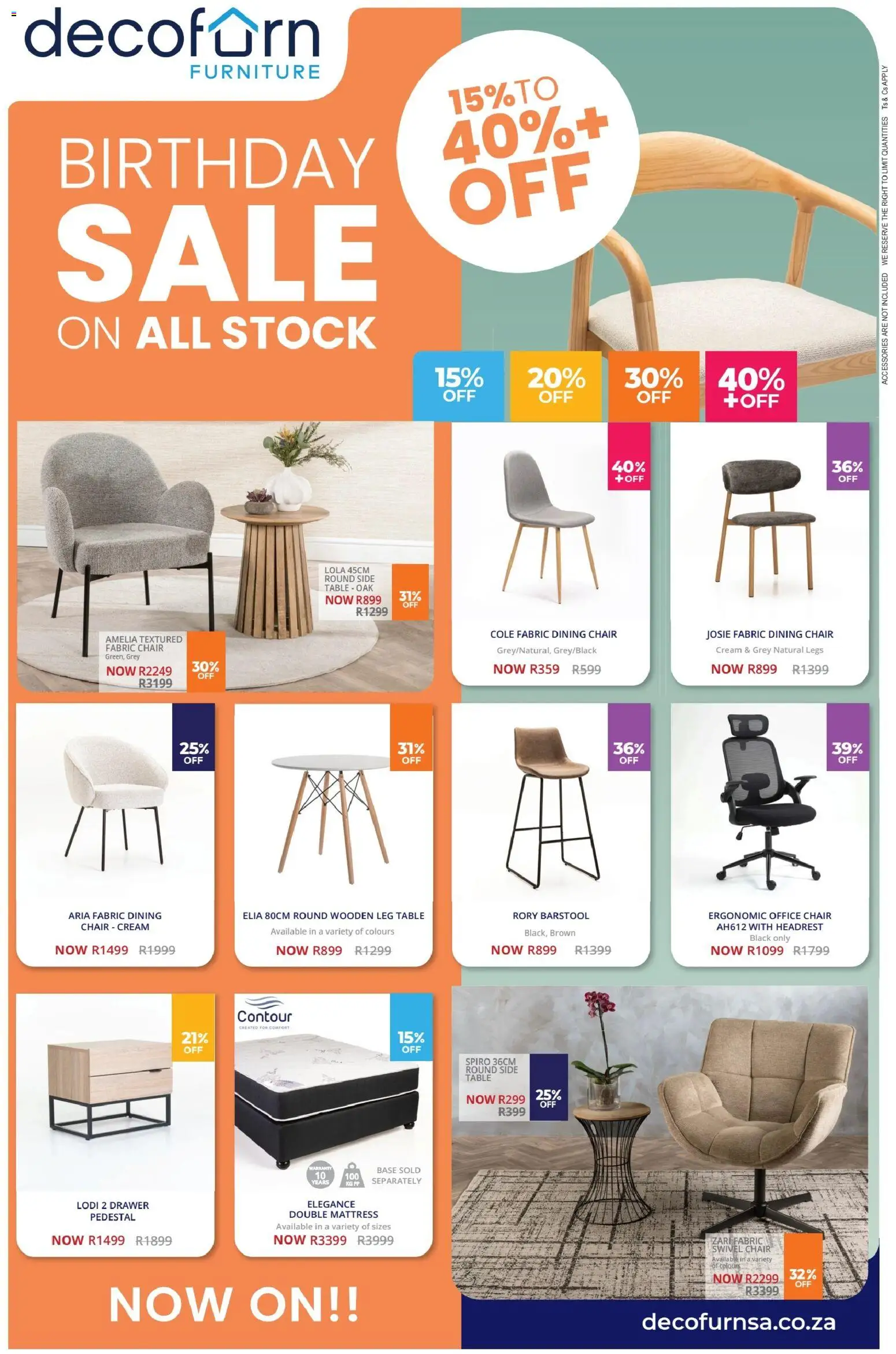Preview of Decofurn flyer valid from 22/06/2026 - Pedestal, Side table, Mattress, Chair, Cream, Stock, Table