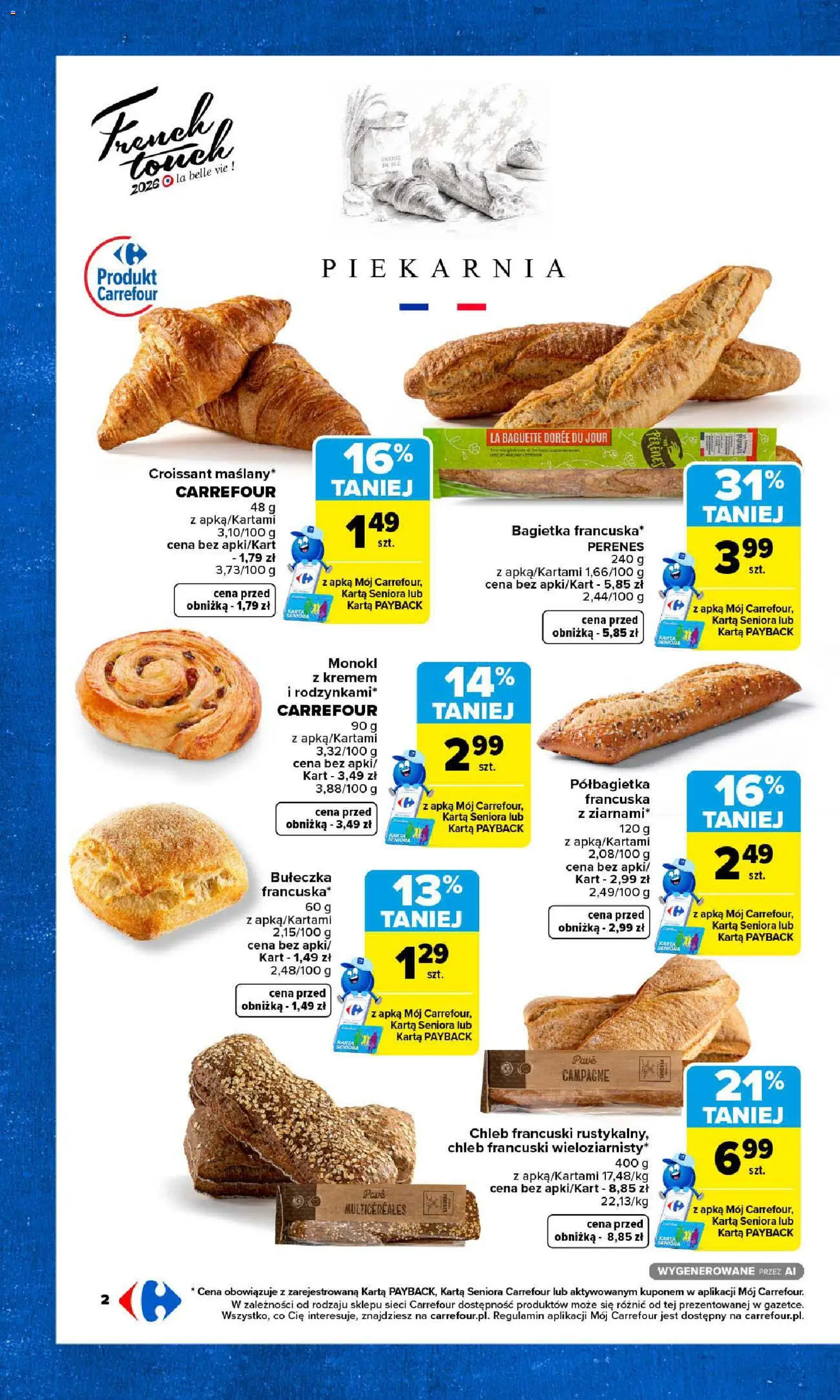 Pogląd gazetki "Carrefour gazetka - Przystanek Francia" ze sklepu Carrefour ważnej od 19.10.2026 - Piekarnia, Croissant, Chleb, Karta, Bagietka
