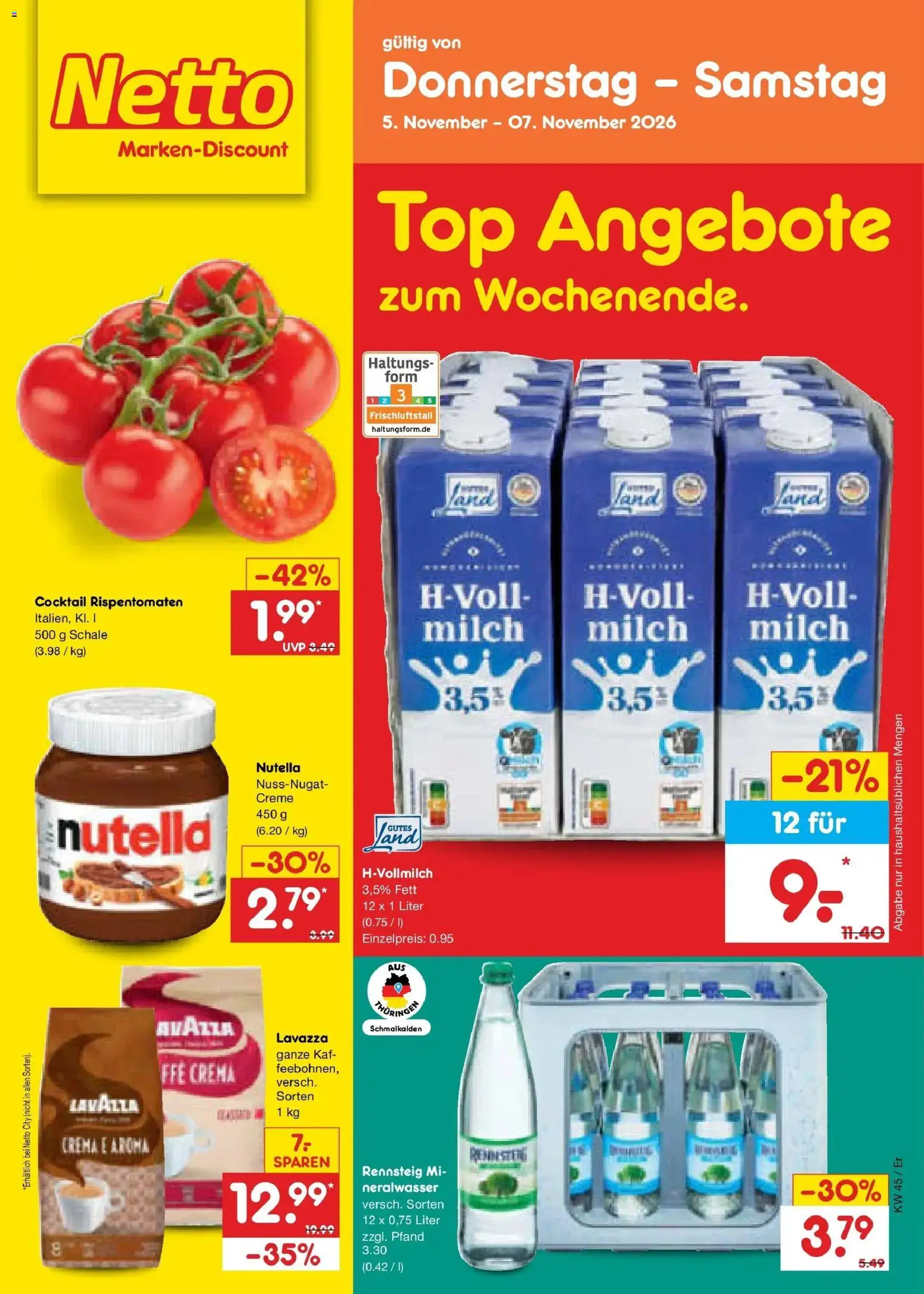 Vorschau von dem Prospekt des Geschäftes Netto Marken-Discount, gültig ab dem 02.11.2026 - Nutella, Top, Milch, Lavazza, Creme
