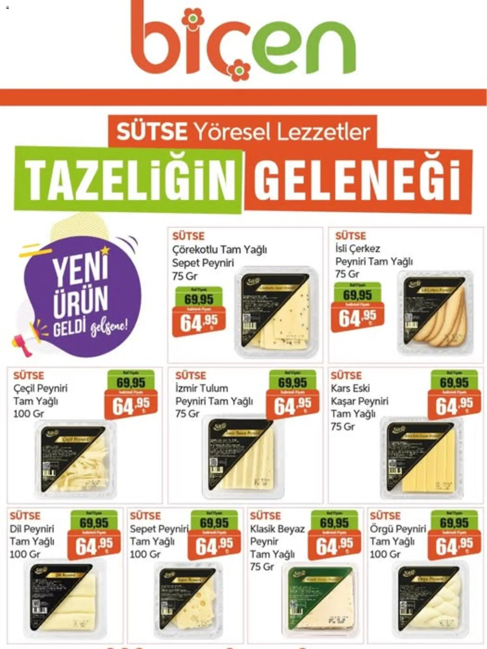 Biçen Market Biçen Market İndirim 24.06.2026 - Broşürünün önizlemesi - Peynir, Tulum, Sepet