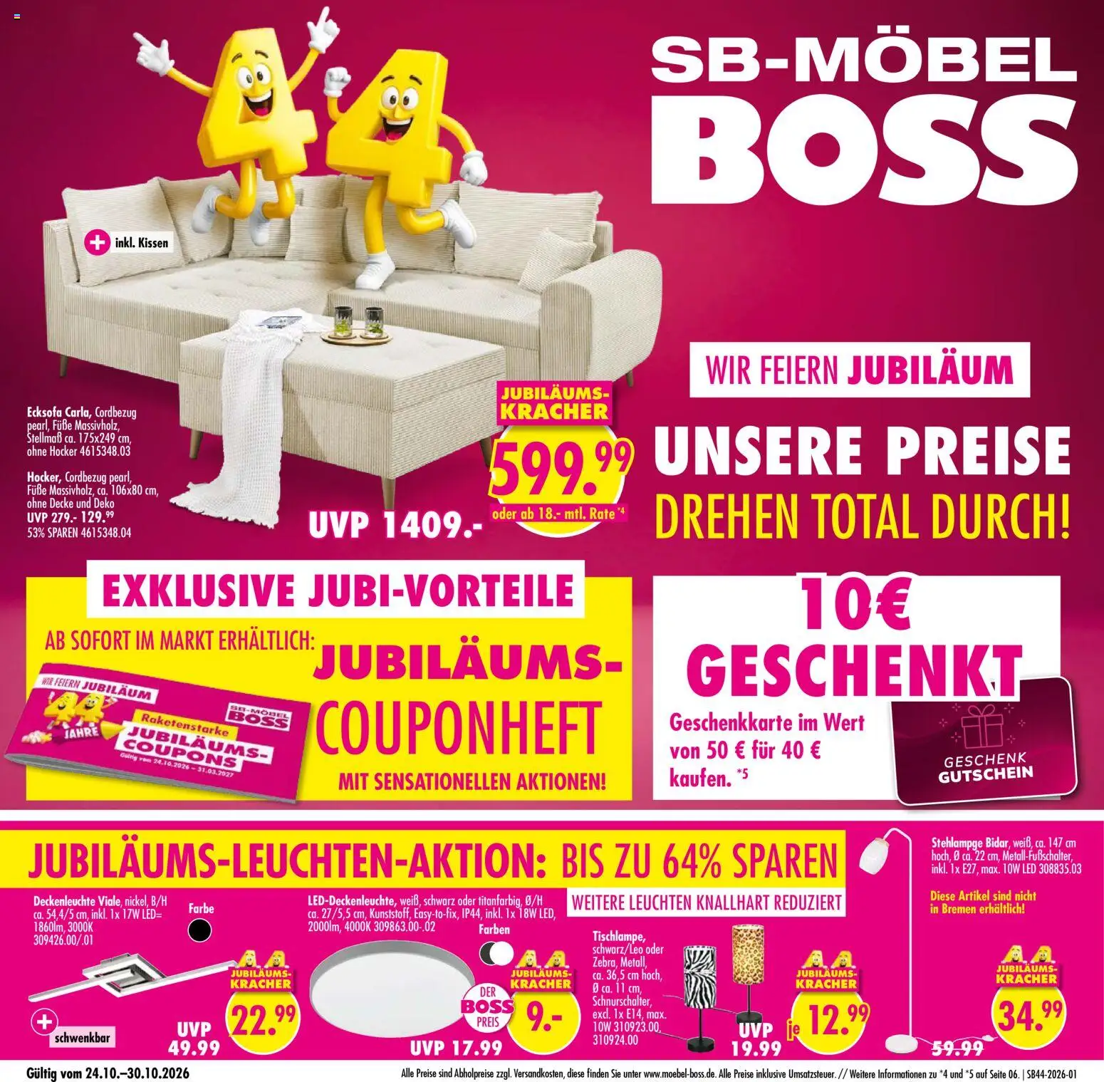Vorschau von dem Prospekt des Geschäftes SB Möbel Boss, gültig ab dem 24.10.2026 - Ecksofa, Kissen, Hocker, Decke