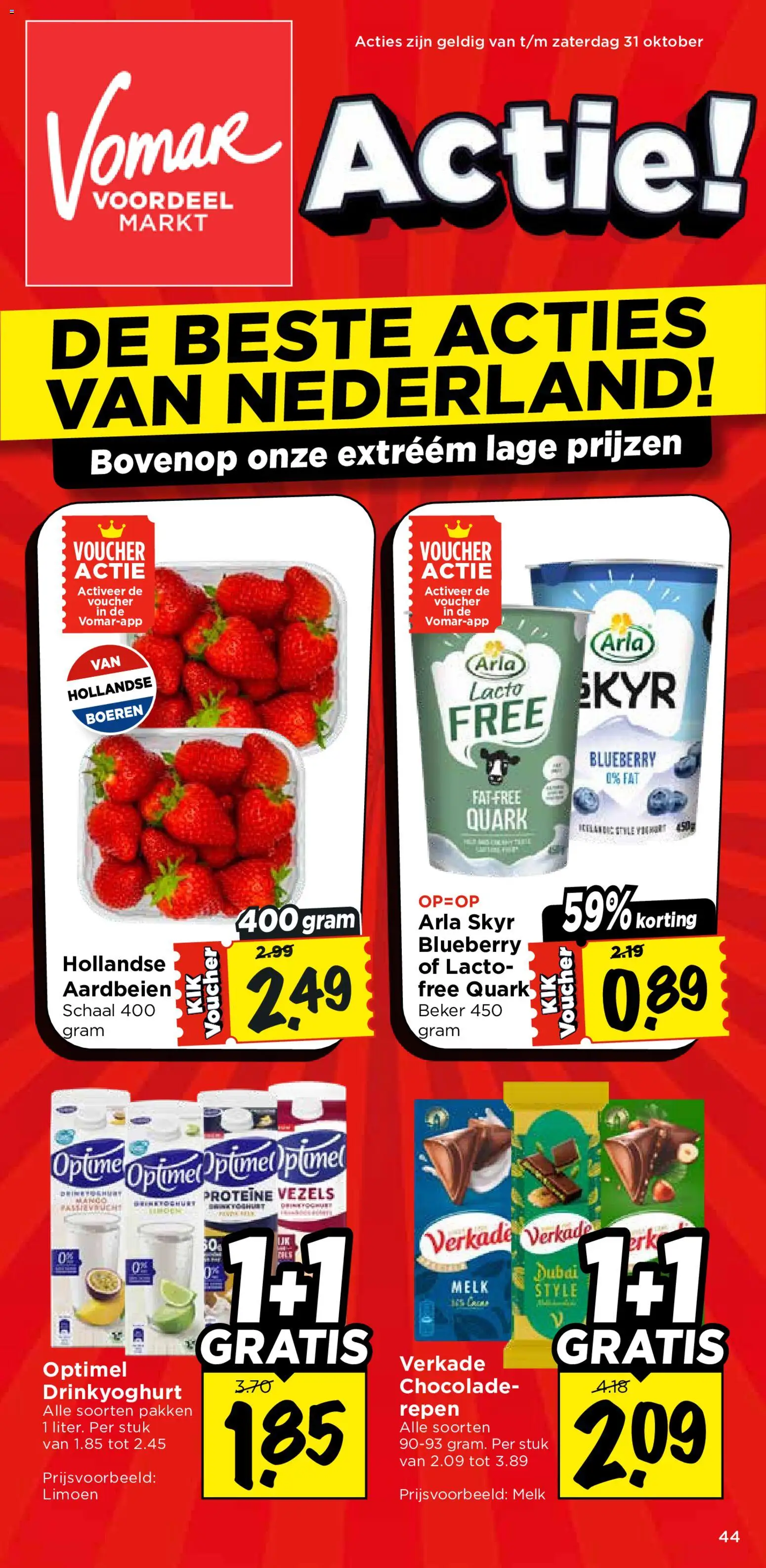Voorbeeld van Vomar folder van winkel Vomar geldig vanaf 31-10-2026 - Chocolade, Beker, Aardbeien, Melk, Skyr, Schaal, Proteïne, Repen