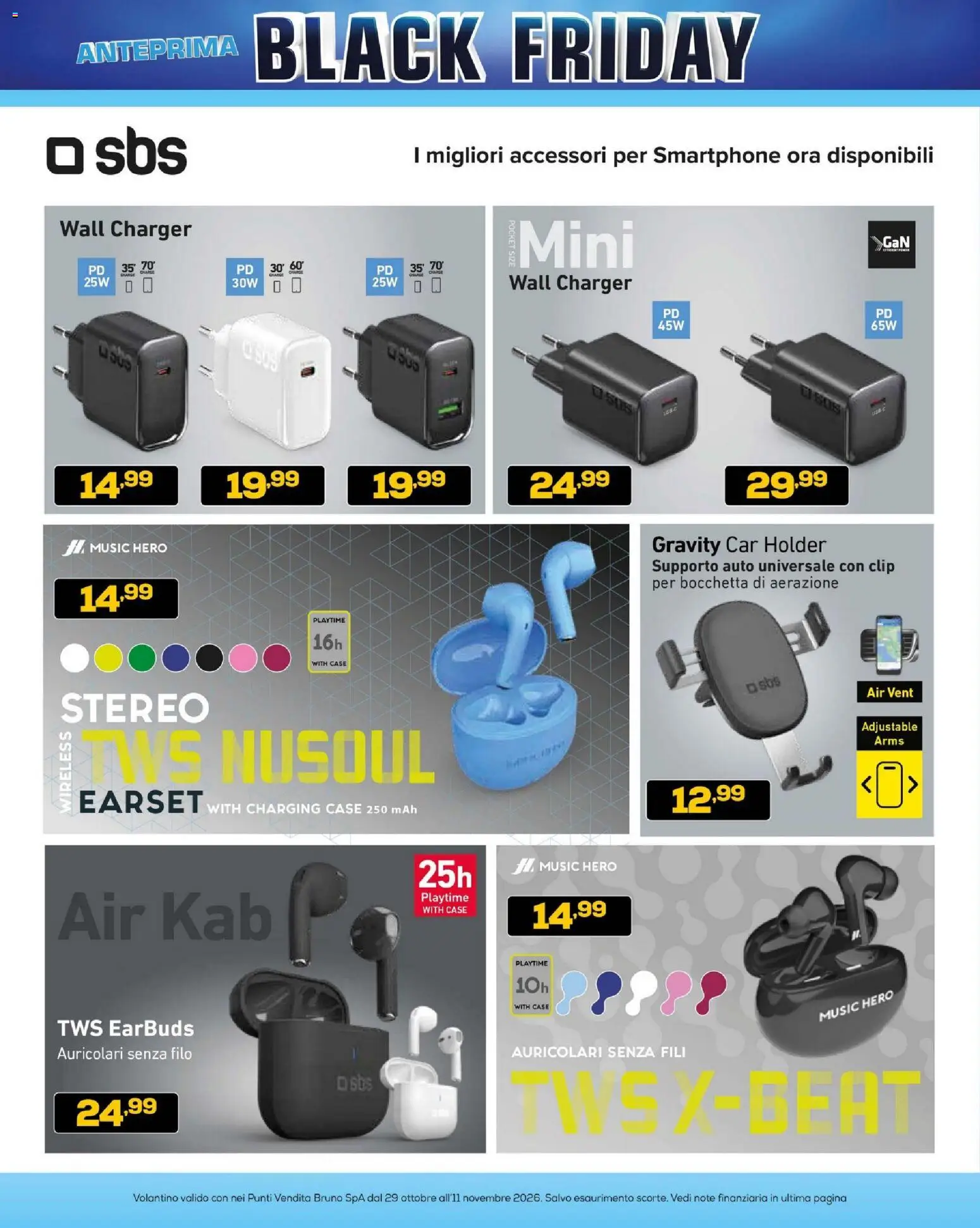 Anteprima dell'opuscolo BRUNO Black Friday dal negozio BRUNO valido da 29/10/2026 - Smartphone, Auricolari