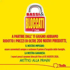 Anteprima dell'opuscolo Todis volantino Bassi e Bloccati dal negozio Todis valido da 11/06/2026