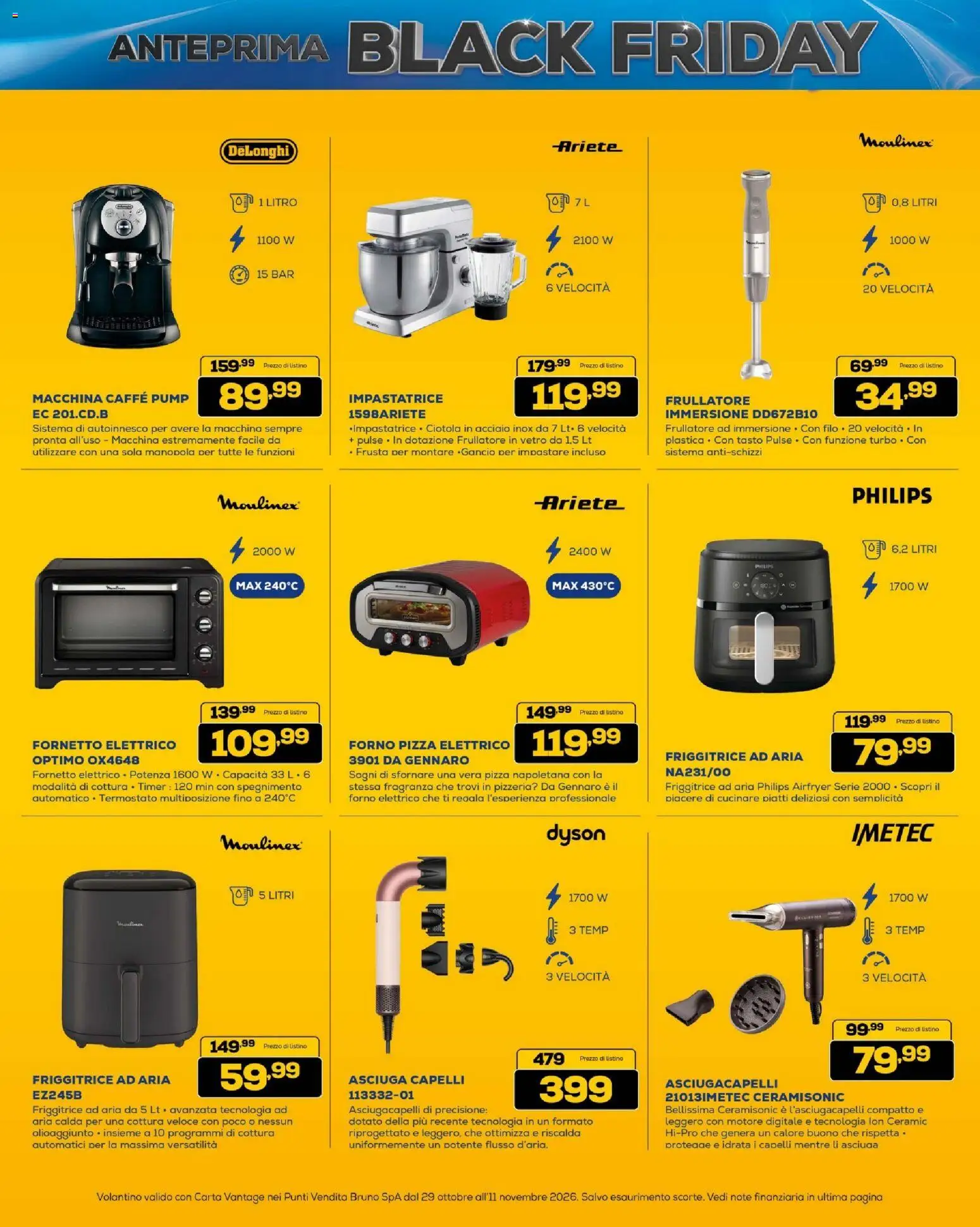 Anteprima dell'opuscolo BRUNO Black Friday ML dal negozio BRUNO valido da 29/10/2026 - Pizza, Dyson, Frullatore, Forno elettrico, Asciugacapelli, Friggitrice, Ciotola, Fragranza