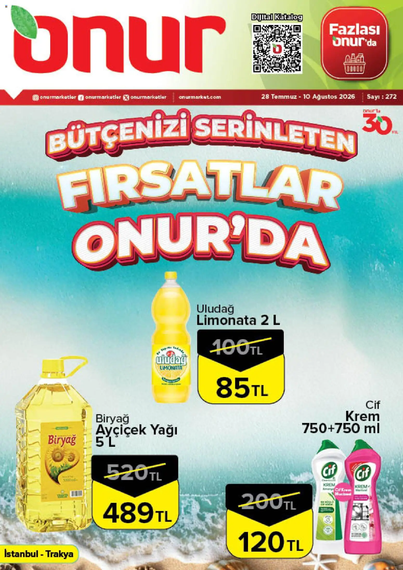 Onur Market Onur Market Katalog 28.07.2026 - Broşürünün önizlemesi - Krem, Limonata