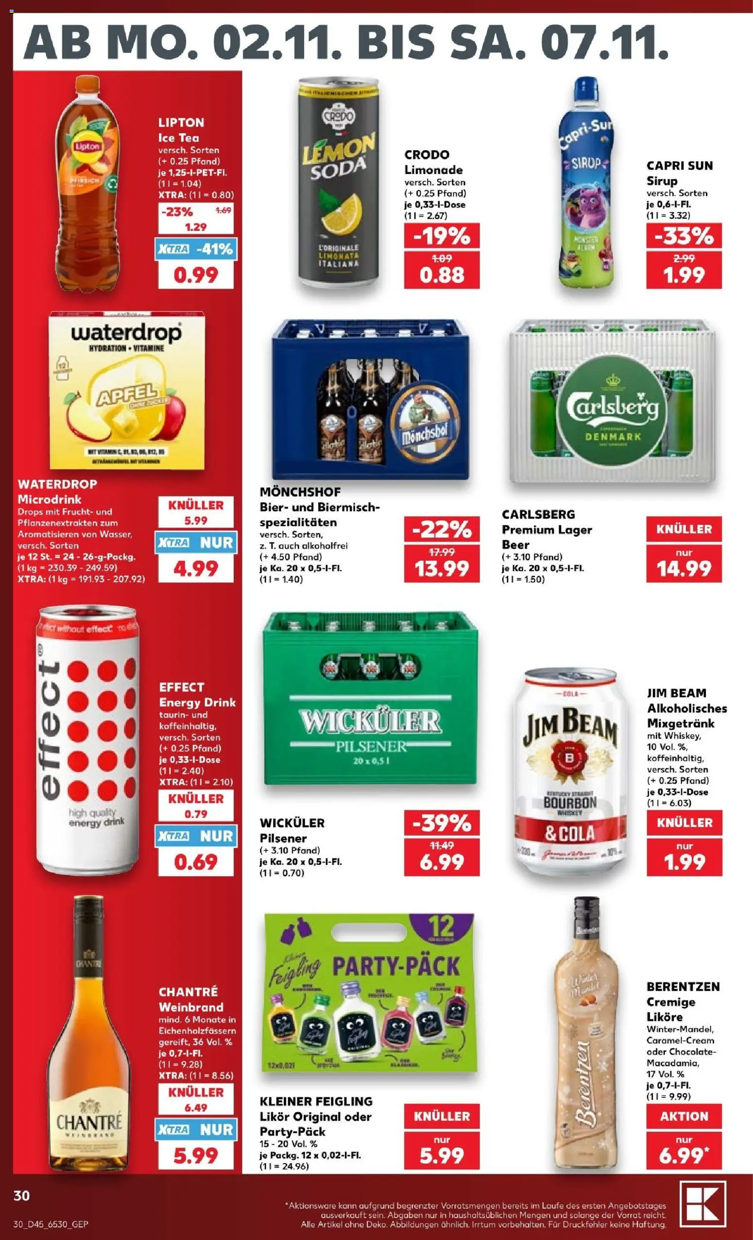 Vorschau von dem Prospekt des Geschäftes Kaufland, gültig ab dem 02.11.2026 - Bier, Cola, Capri sun, Energy, Carlsberg, Likör, Limonade, Sirup