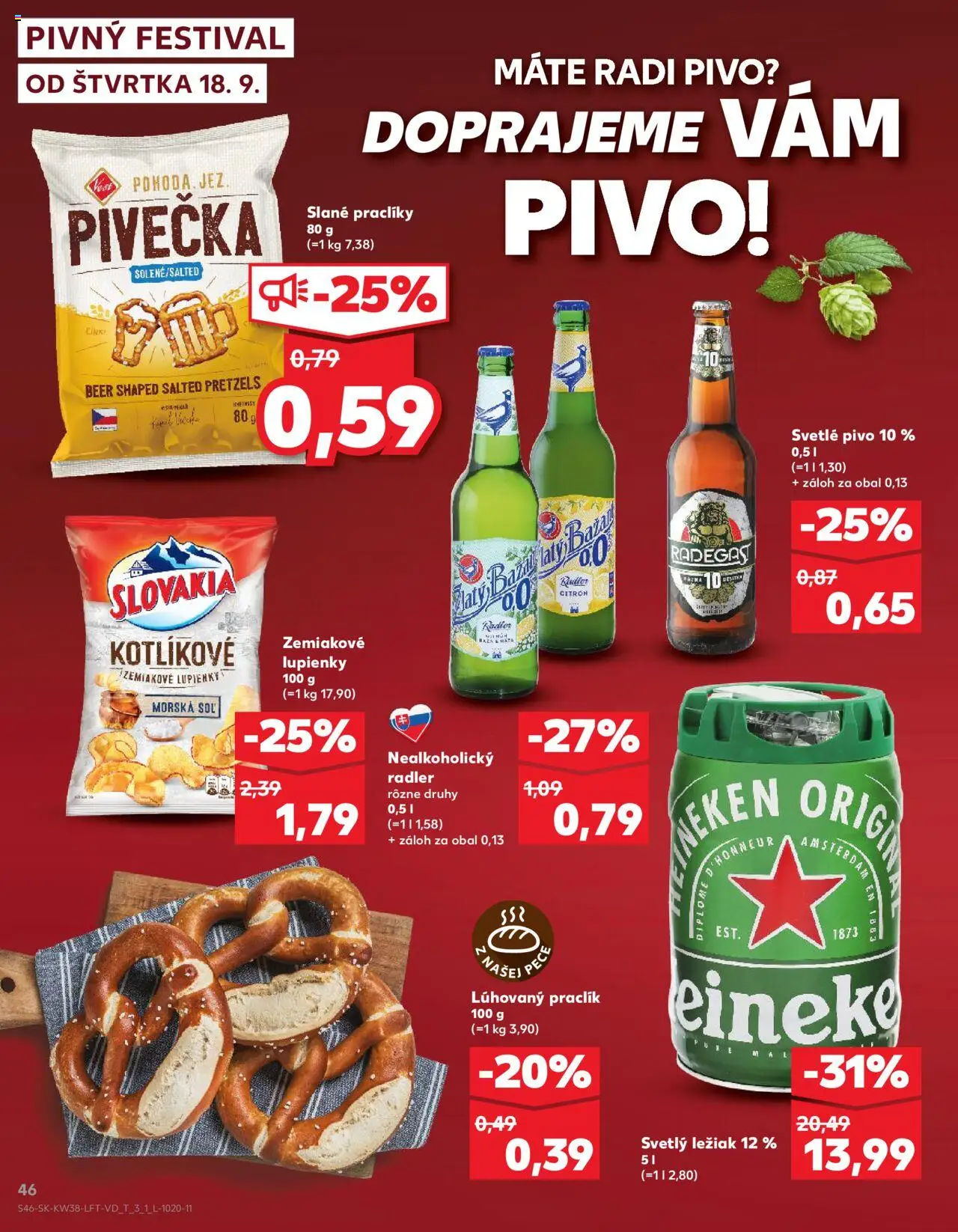 Náhľad Kaufland letáku platného od 18.09.2025 - Pivo, Soľ, Radegast, Radler