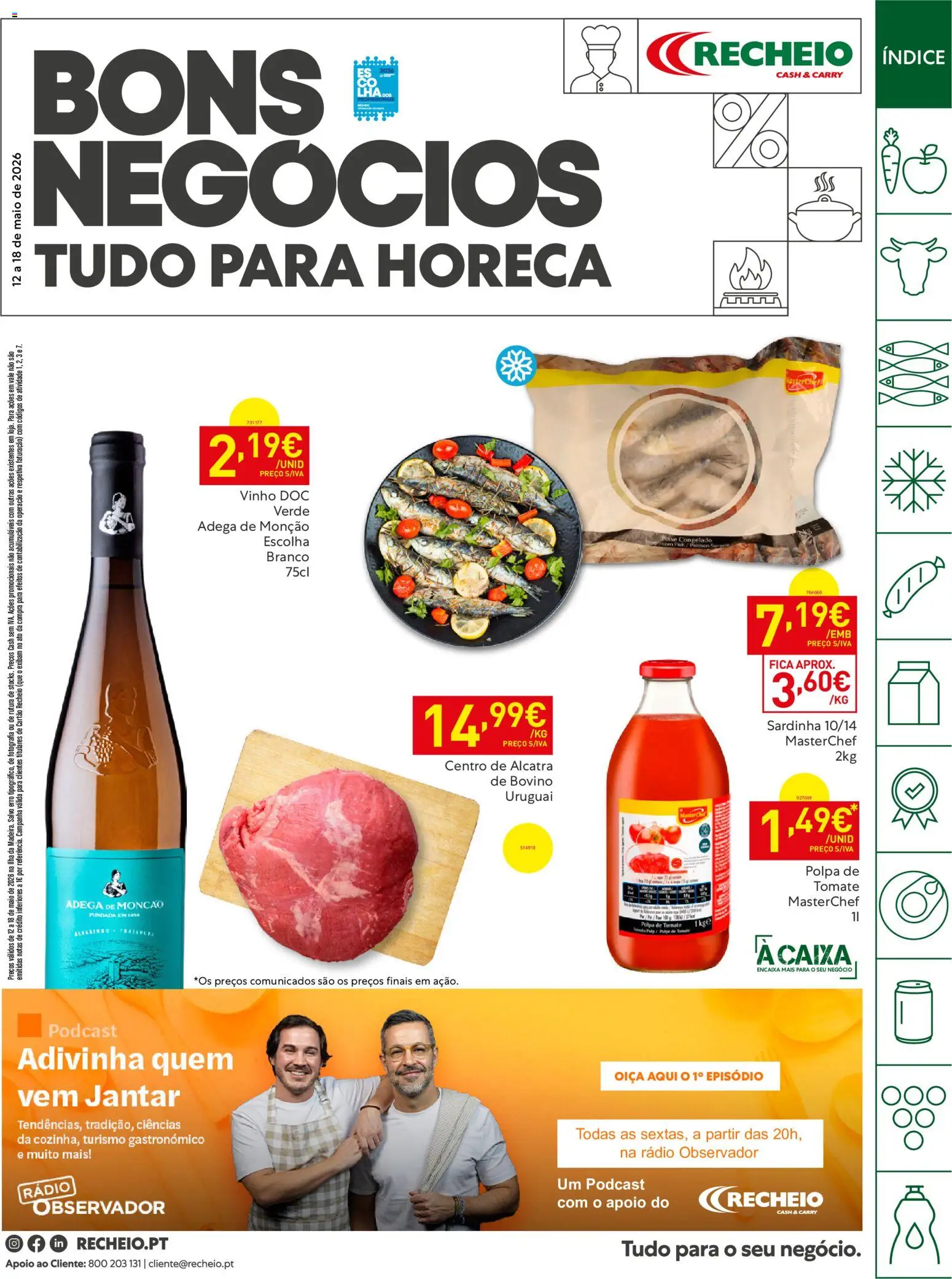 Pré-visualização do folheto da loja Recheio válida a partir de 12/05/2026 - Vinho, Tomate, Rádio, Polpa de tomate