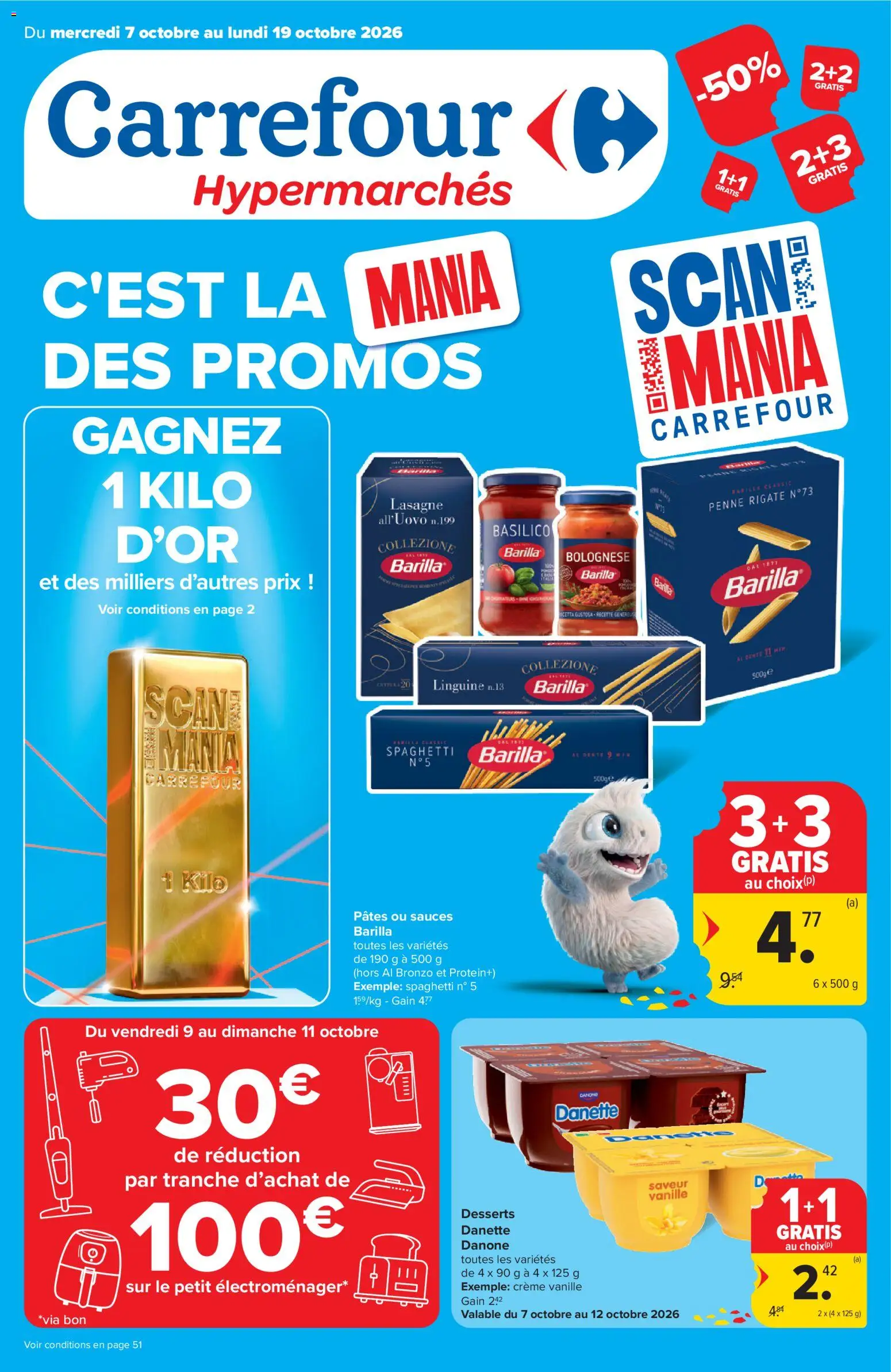 Voorbeeld van Carrefour Hypermarché Promotions de la semaine van winkel Carrefour geldig vanaf 07/10/2026 - Pasta, La, Lasagne, Spaghetti, Crème, Vanille, Barilla
