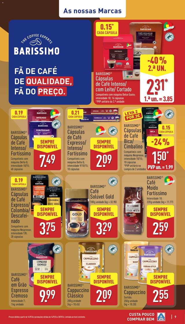 Novo folheto Aldi a partir de 14/09