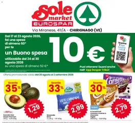 Anteprima dell'opuscolo Eurospar volantino Sole market dal negozio Eurospar valido da 20/08/2026