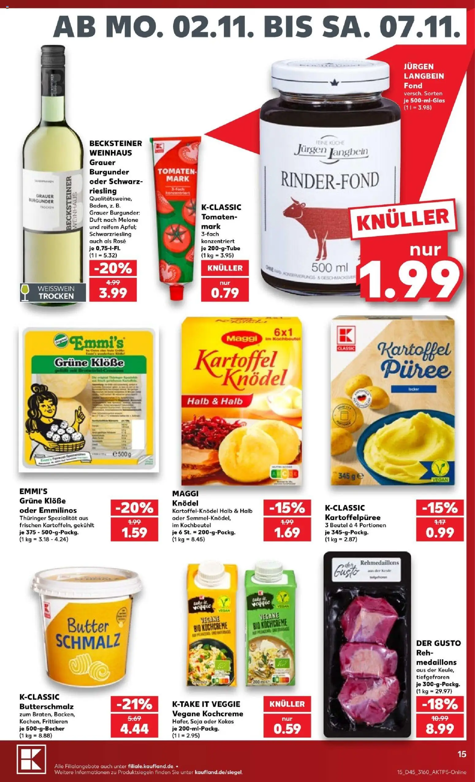 Vorschau von dem Prospekt des Geschäftes Kaufland, gültig ab dem 02.11.2026 - Butter, Küche, Maggi, Butterschmalz, Tomaten, Weißwein, Duft, Weißwein trocken