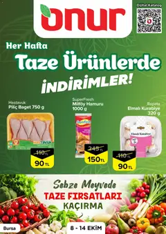 Onur Market Onur Market - Taze Ürünlerde İndirimler Bursa 08.10.2026 - Broşürünün önizlemesi