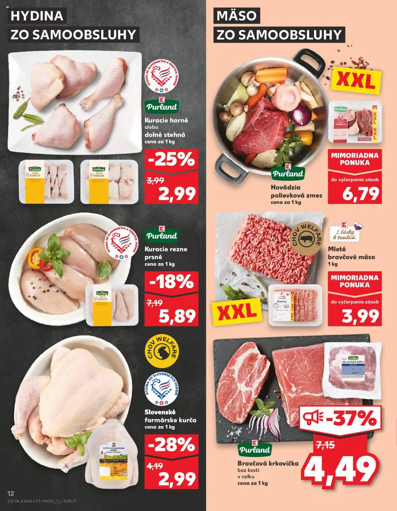 Náhľad Kaufland letáku platného od 16.10.2025 - Mäso, Krkovička, Kuracie rezne, Bravčová krkovička, Bravčové mäso, Kurča