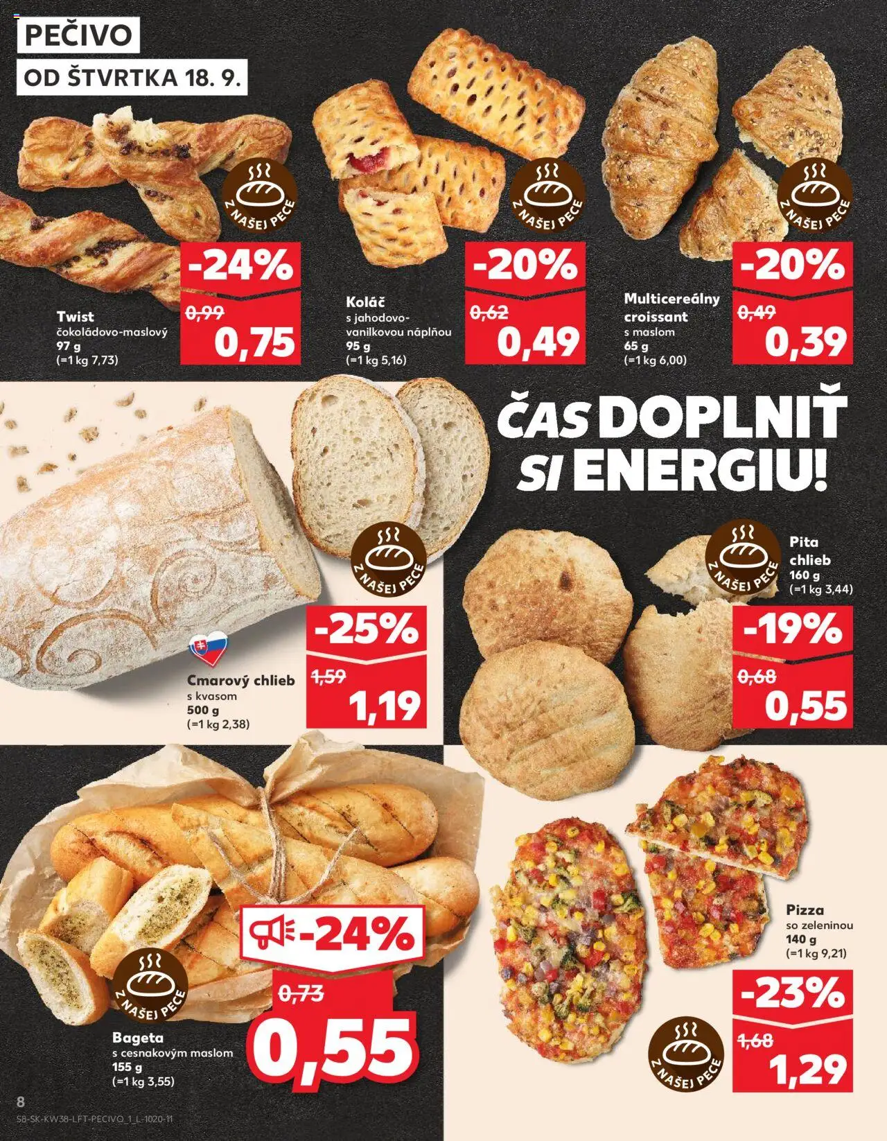 Náhľad Kaufland letáku platného od 18.09.2025 - Pizza, Koláč, Croissant, Chlieb