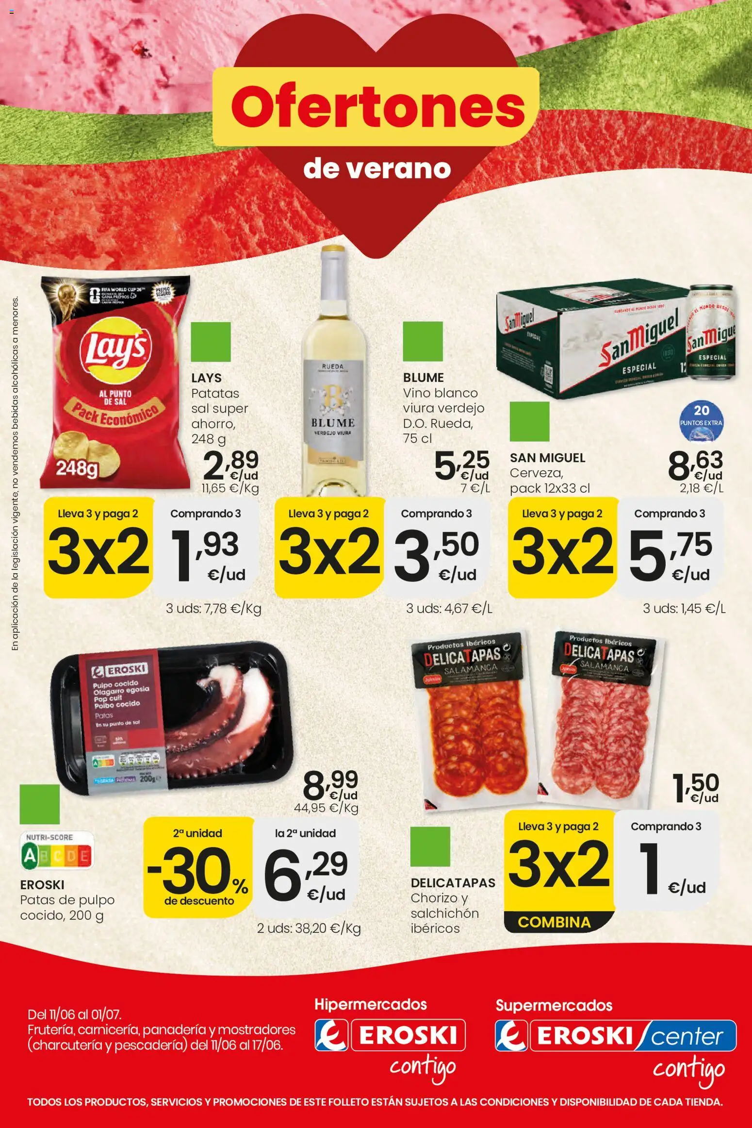 Vista previa del folleto de la tienda Eroski válido desde el 11/06/2026 - Panadería, Vino, Patatas, Sal, Bebidas, Vino blanco