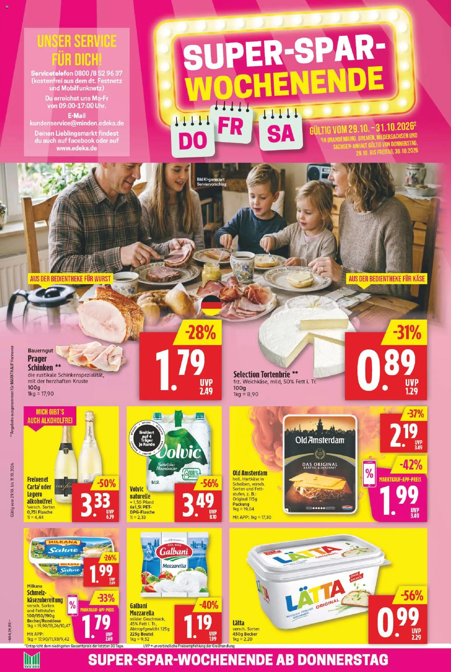 Vorschau von dem Prospekt des Geschäftes Marktkauf, gültig ab dem 26.10.2026 - Käse, Mozzarella, Sahne, Schinken, Volvic, Freixenet, Milkana, Bauerngut