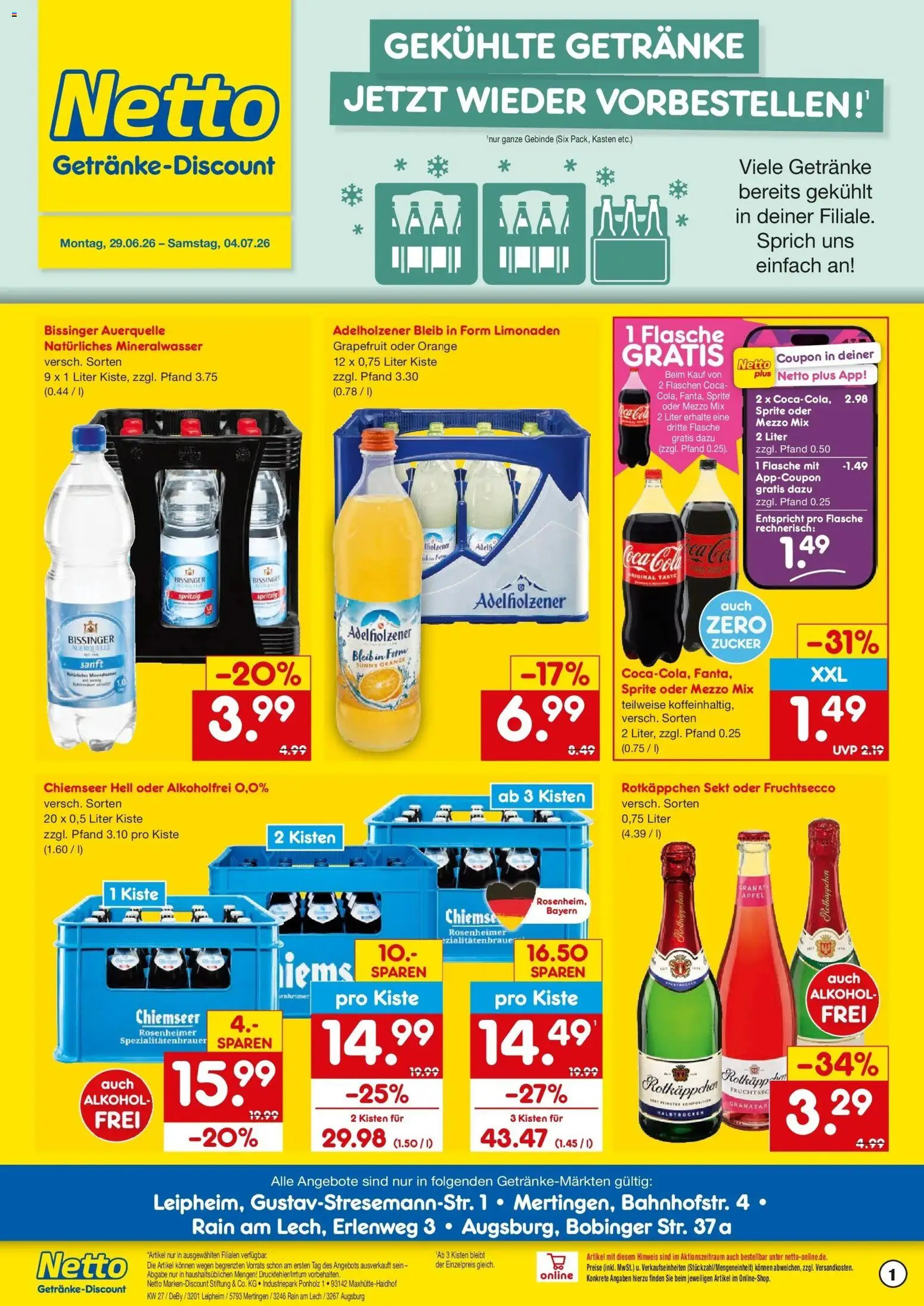 Vorschau von dem Prospekt des Geschäftes Netto Marken-Discount, gültig ab dem 29.06.2026 - Äpfel, Alkohol, Grapefruit, Rotkäppchen, Zucker, Sekt, Adelholzener, Fruchtsecco