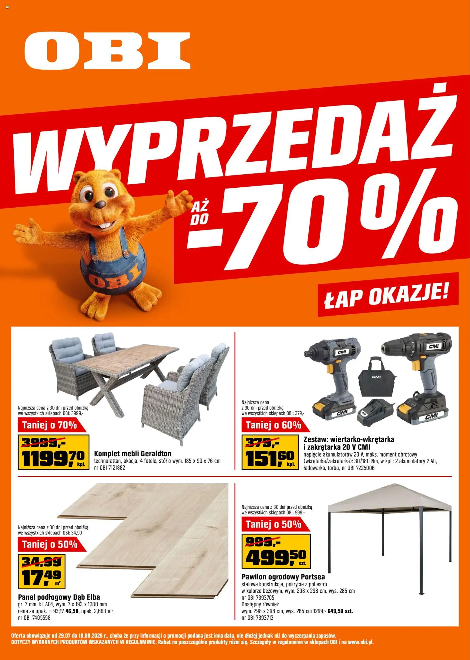Pogląd gazetki "OBI gazetka - Wyprzedaż" ze sklepu OBI ważnej od 29.07.2026