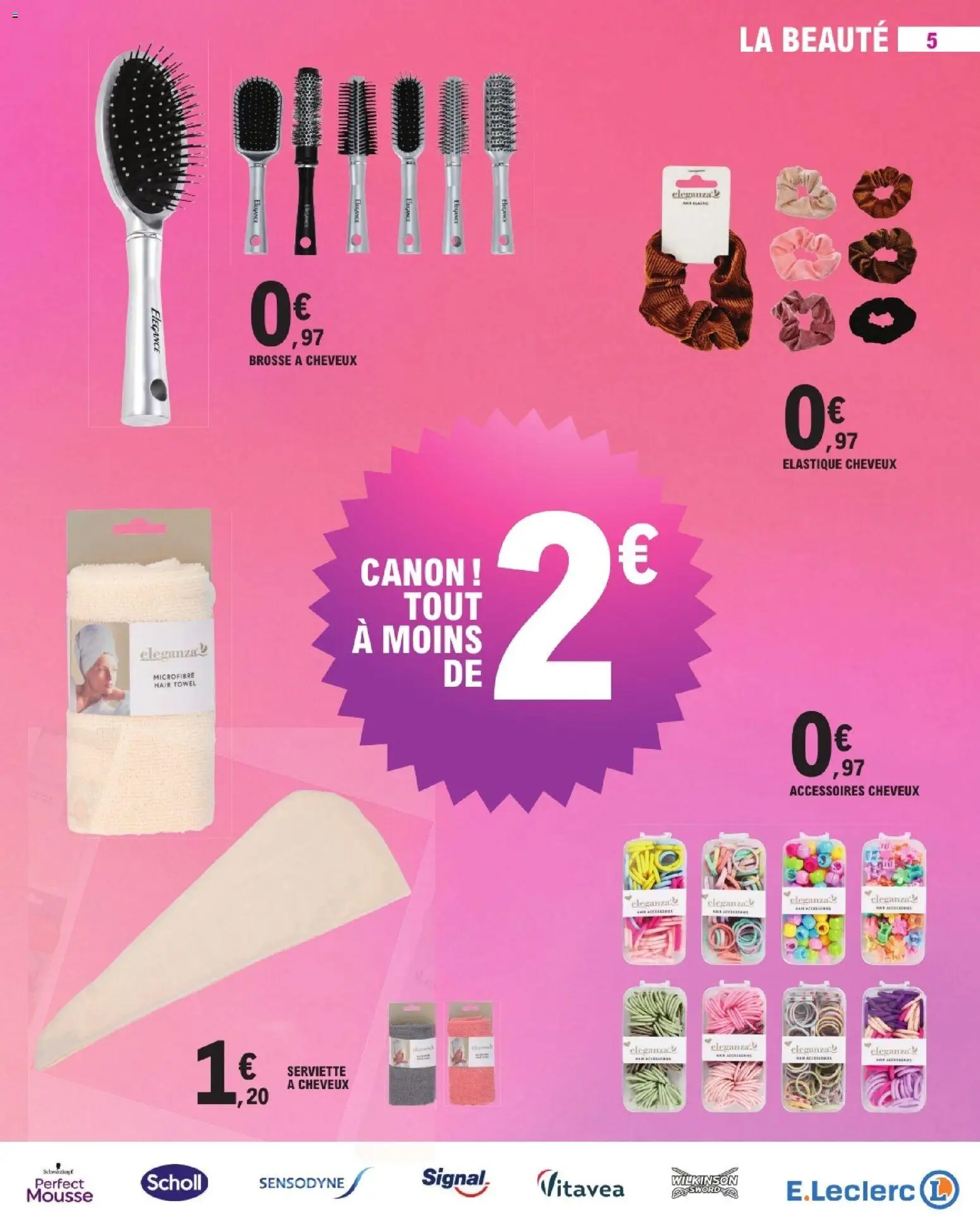 Prévisualisation de E.Leclerc Beaute automne du magasin E.Leclerc formulaire valide 01/09/2026 - Mousse, Scholl, Brosse à cheveux, Brosse, Accessoires cheveux