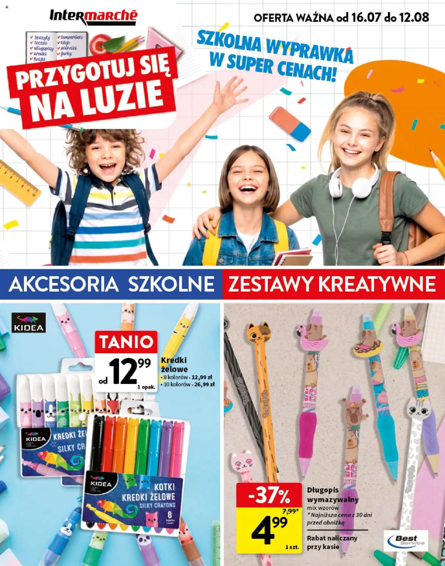 Pogląd gazetki "Intermarche gazetka - Szkolna wyprawka w super cenach" ze sklepu Intermarche ważnej od 16.07.2026 - Kredki